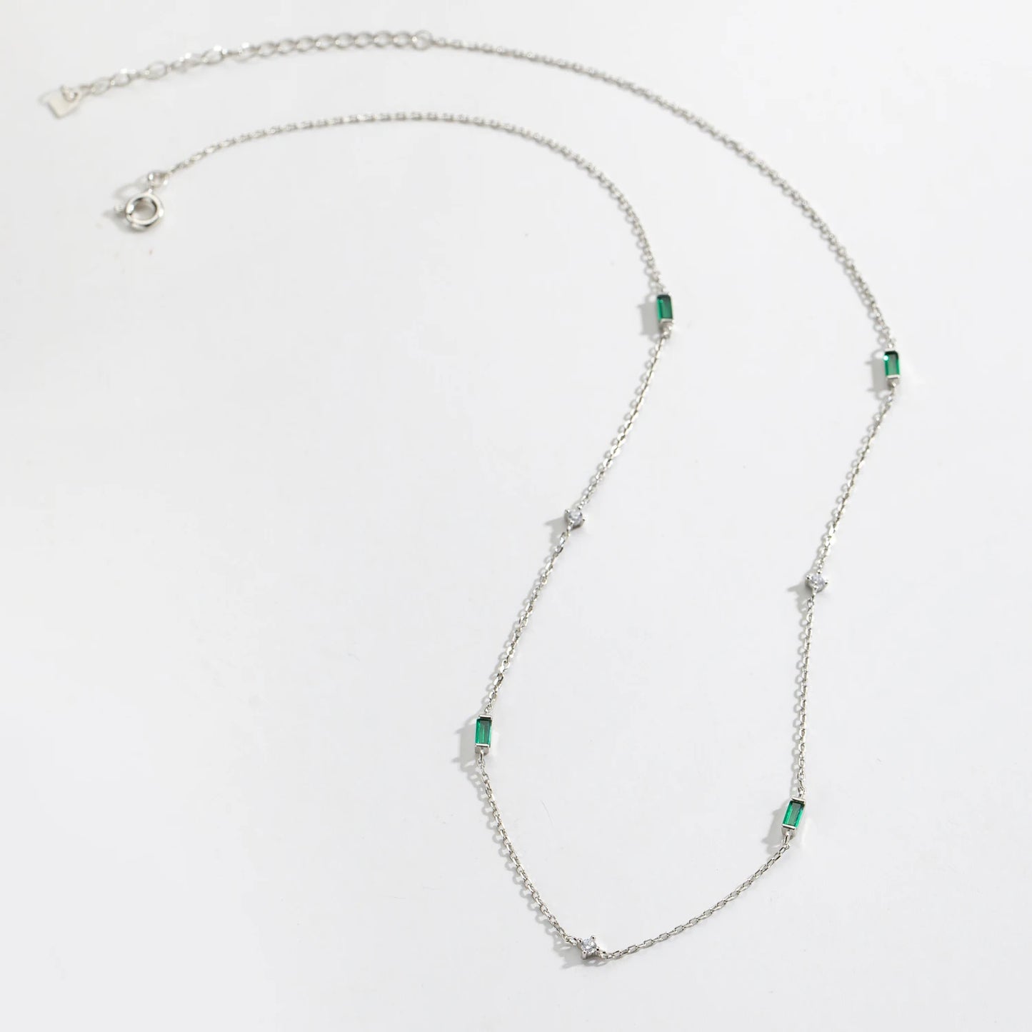 925 Sterling Silver Green Zircon Necklace