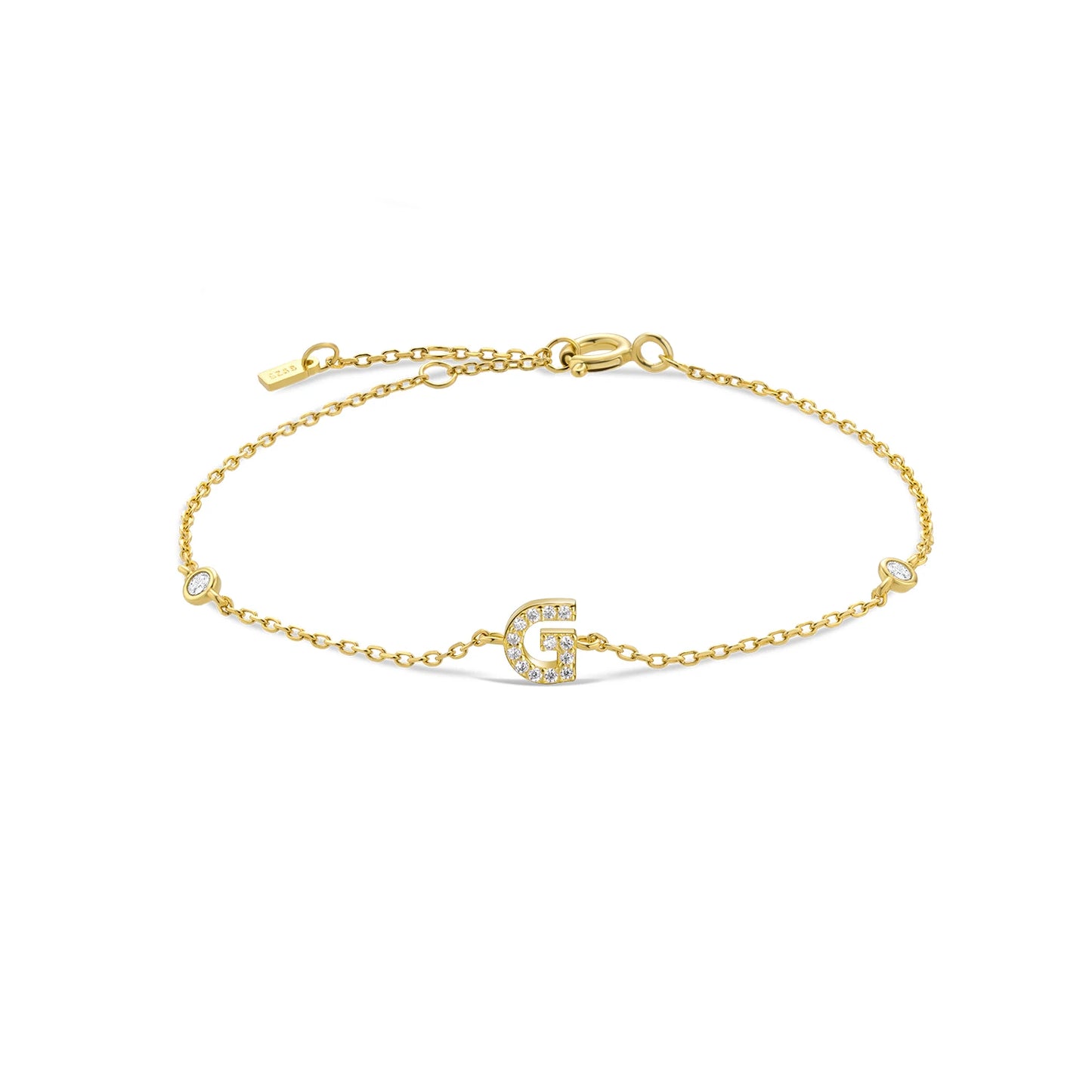 925 Sterling Silver Zircon Letter Bracelet