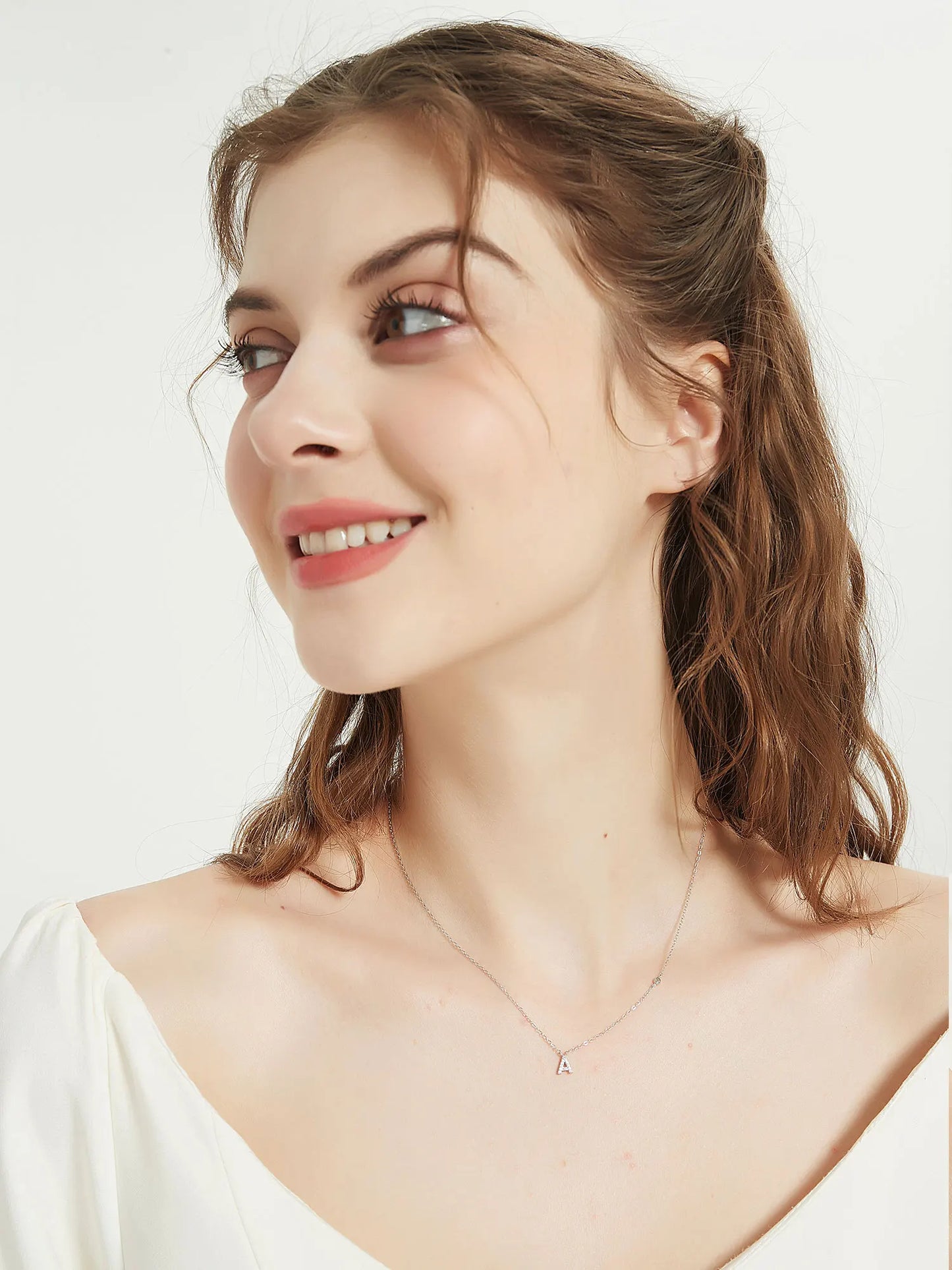 925 Sterling Silver Letters A- Z Zircon Pendant