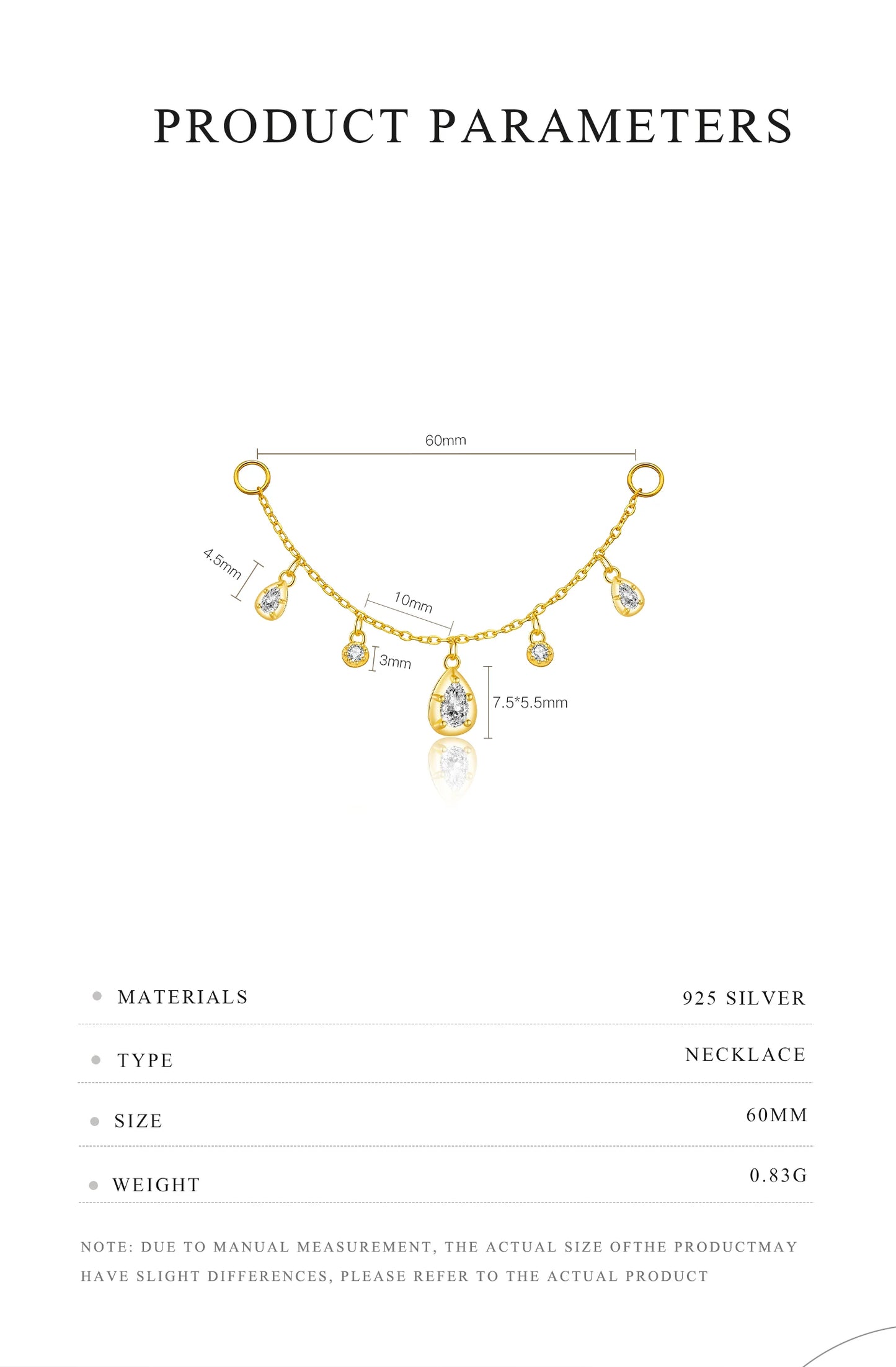 925 Sterling Silver Zircon Hoops Drop Earring