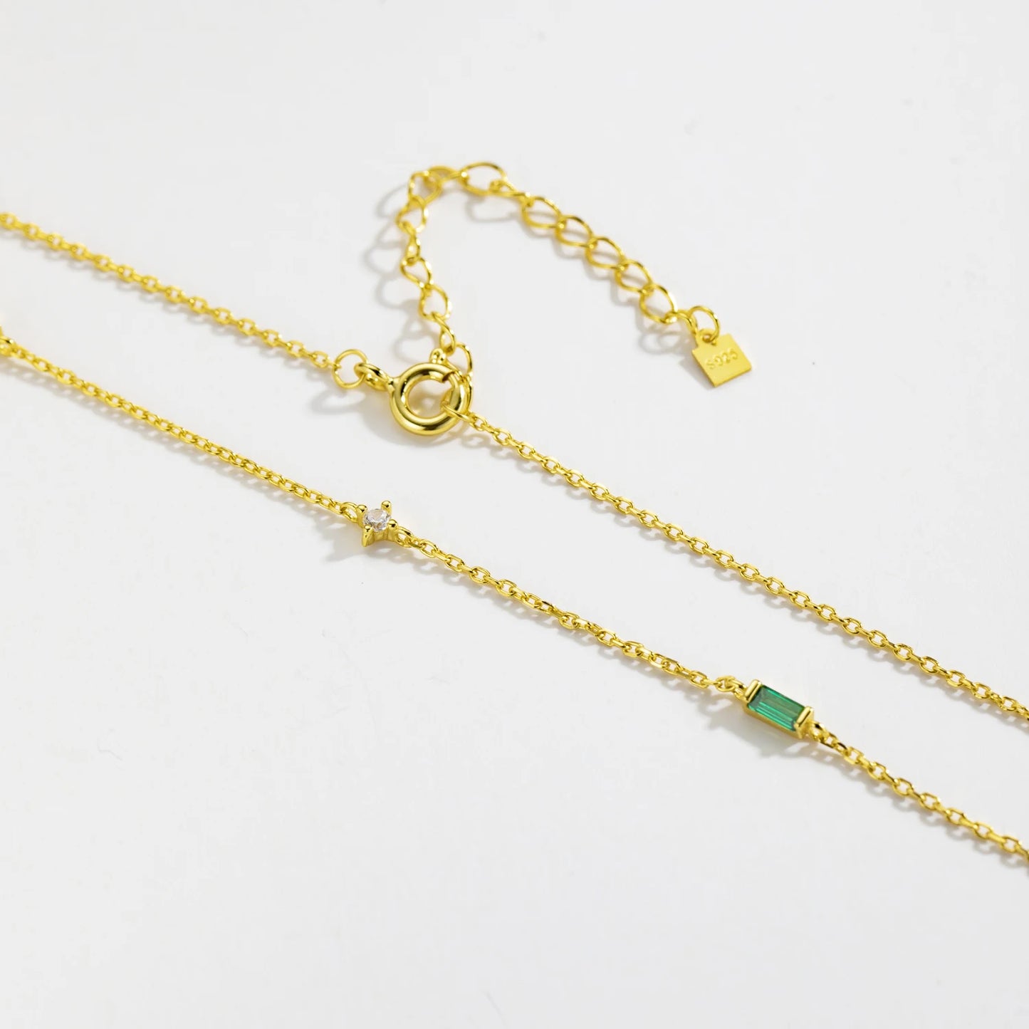 925 Sterling Silver Green Zircon Necklace