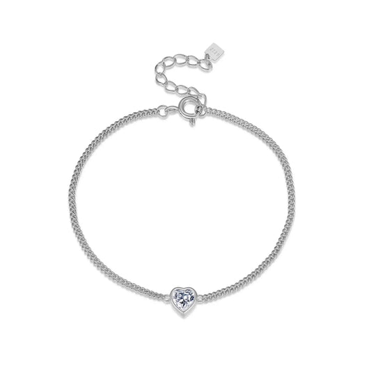 925 Sterling Silver Zircon Heart Bracelet