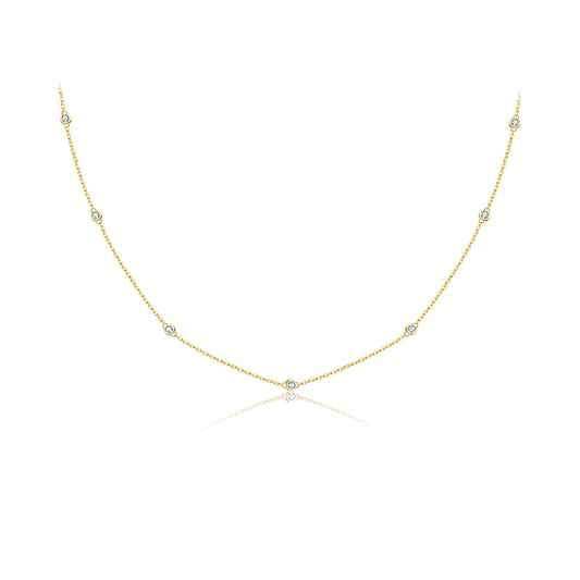 925 Sterling Silver Round Zircon Necklace