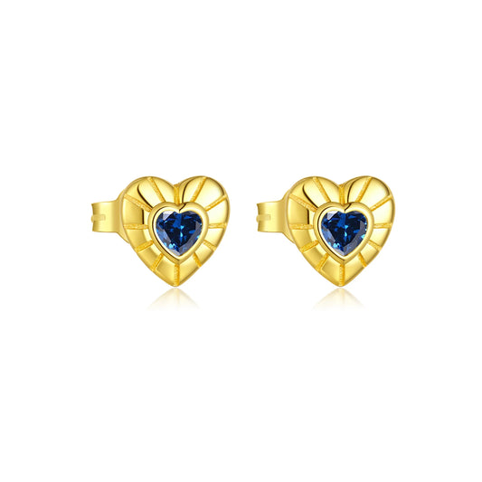 925 Sterling Silver Baroque Blue Sapphire Zircon Earrings