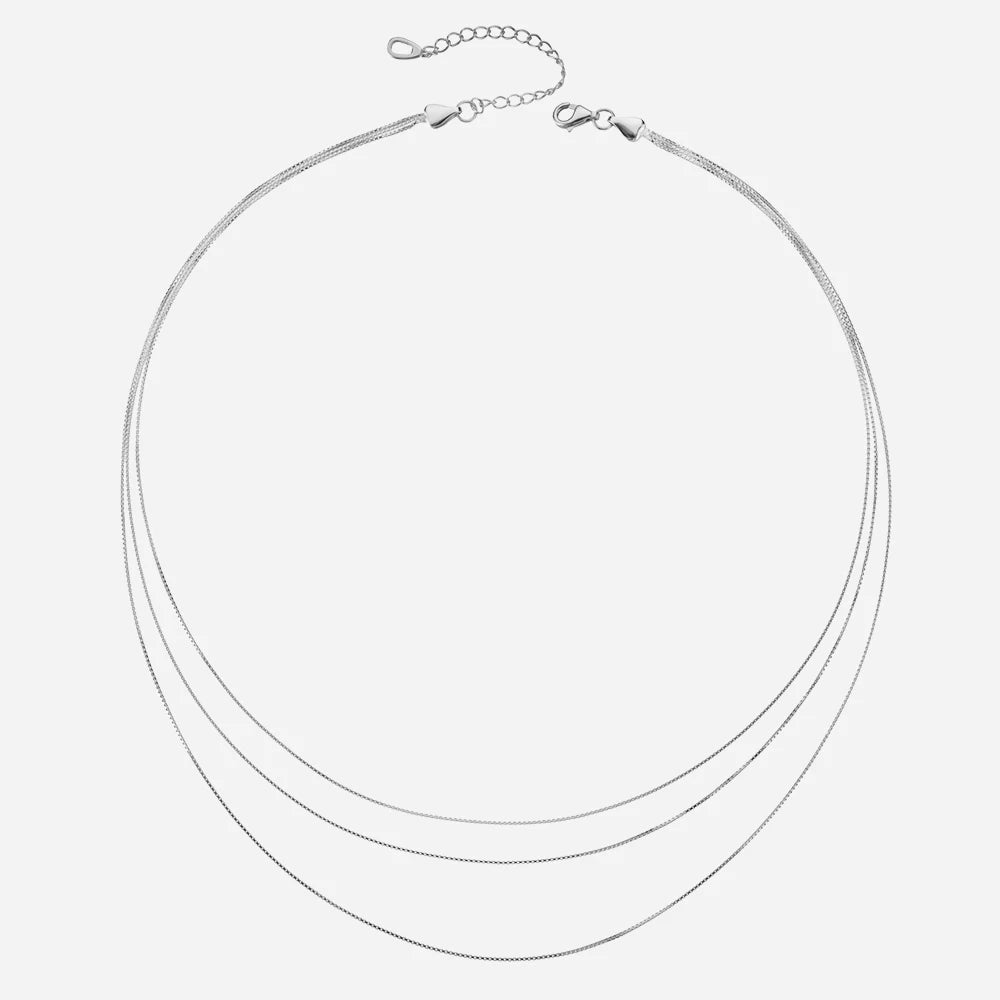 925 Sterling Silver Triple Chain Necklace