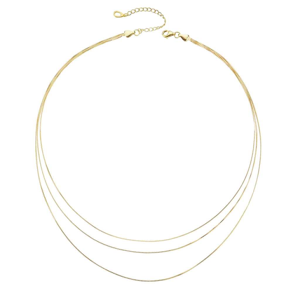 925 Sterling Silver Triple Chain Necklace