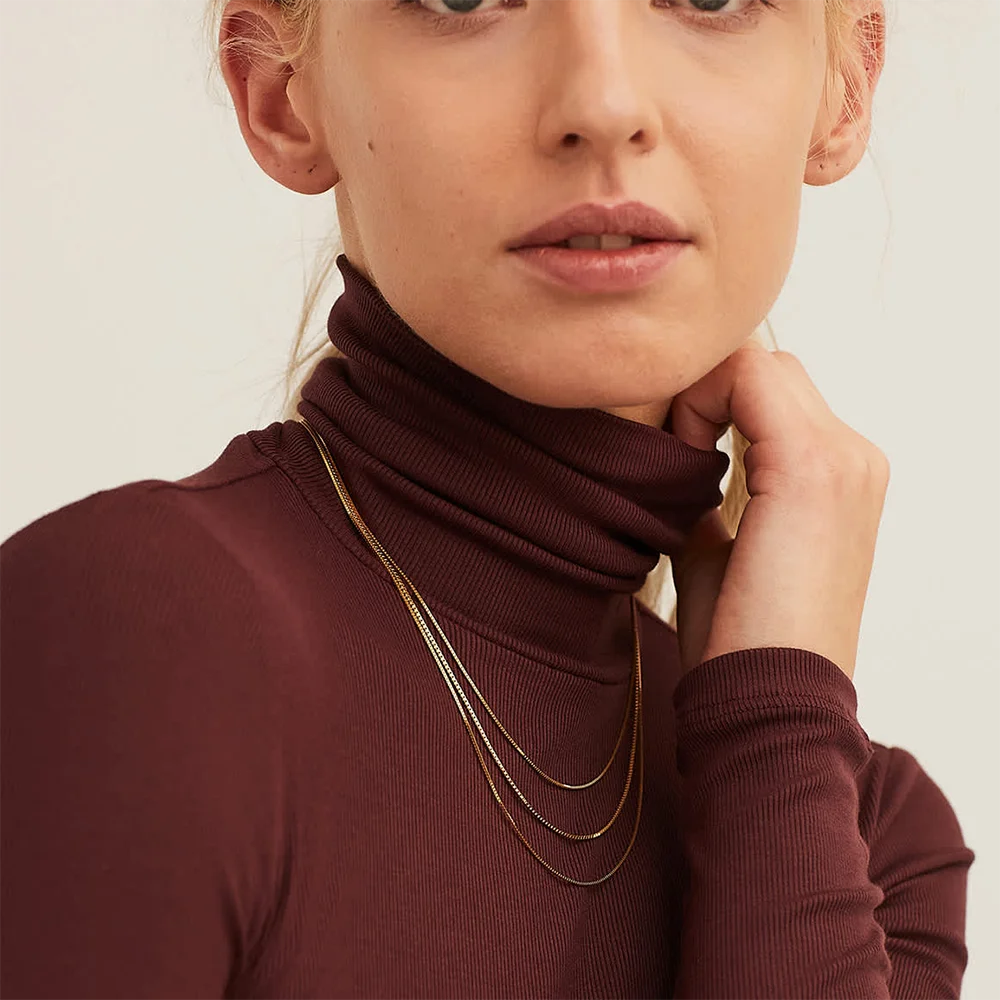 925 Sterling Silver Triple Chain Necklace