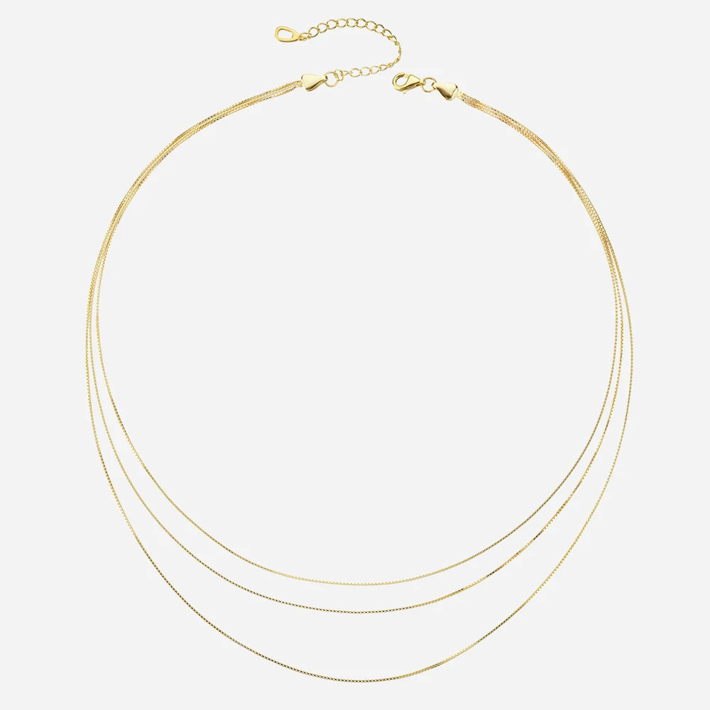 925 Sterling Silver Triple Chain Necklace