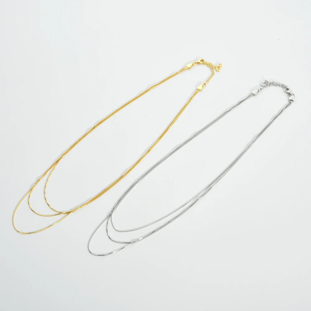 925 Sterling Silver Triple Chain Necklace
