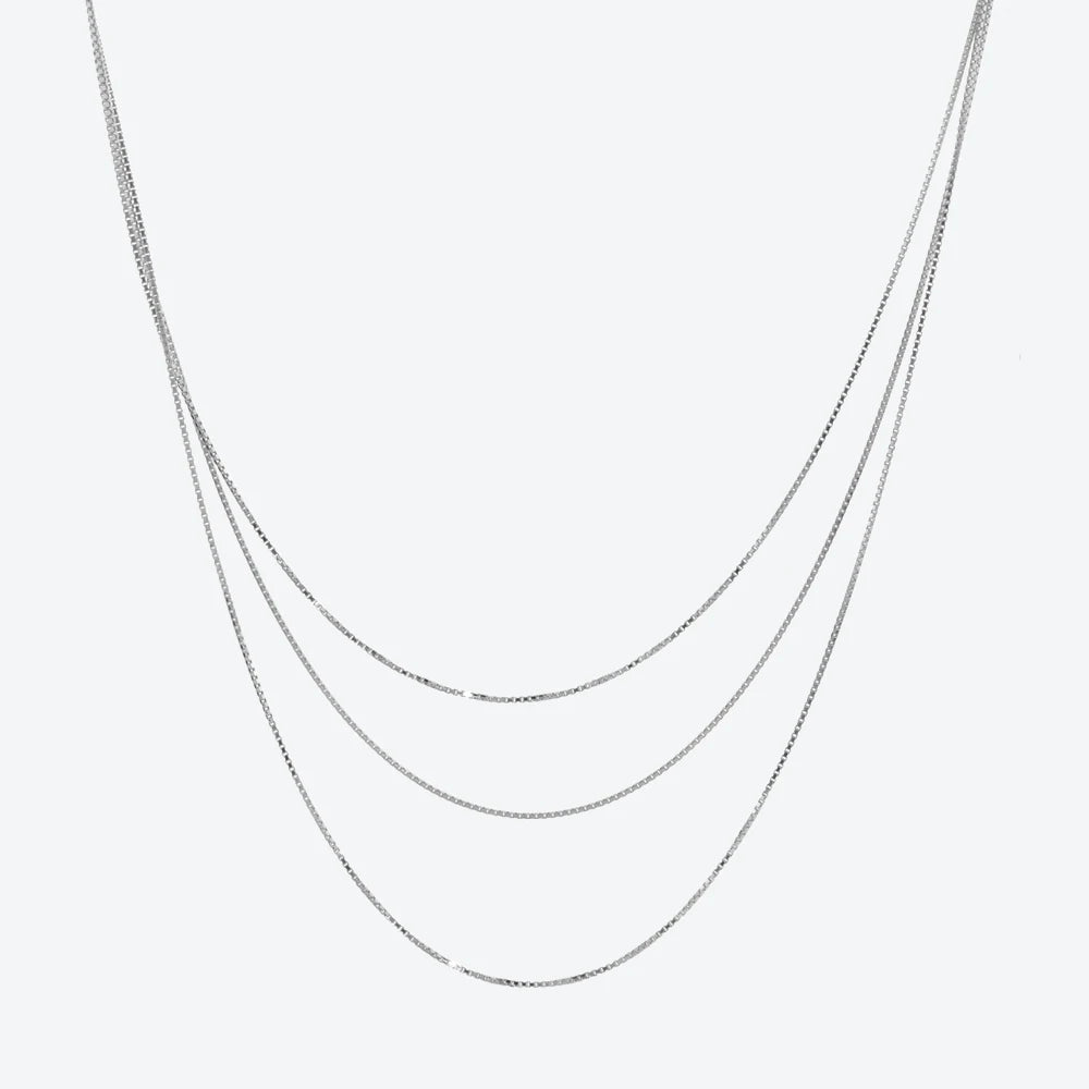 925 Sterling Silver Triple Chain Necklace