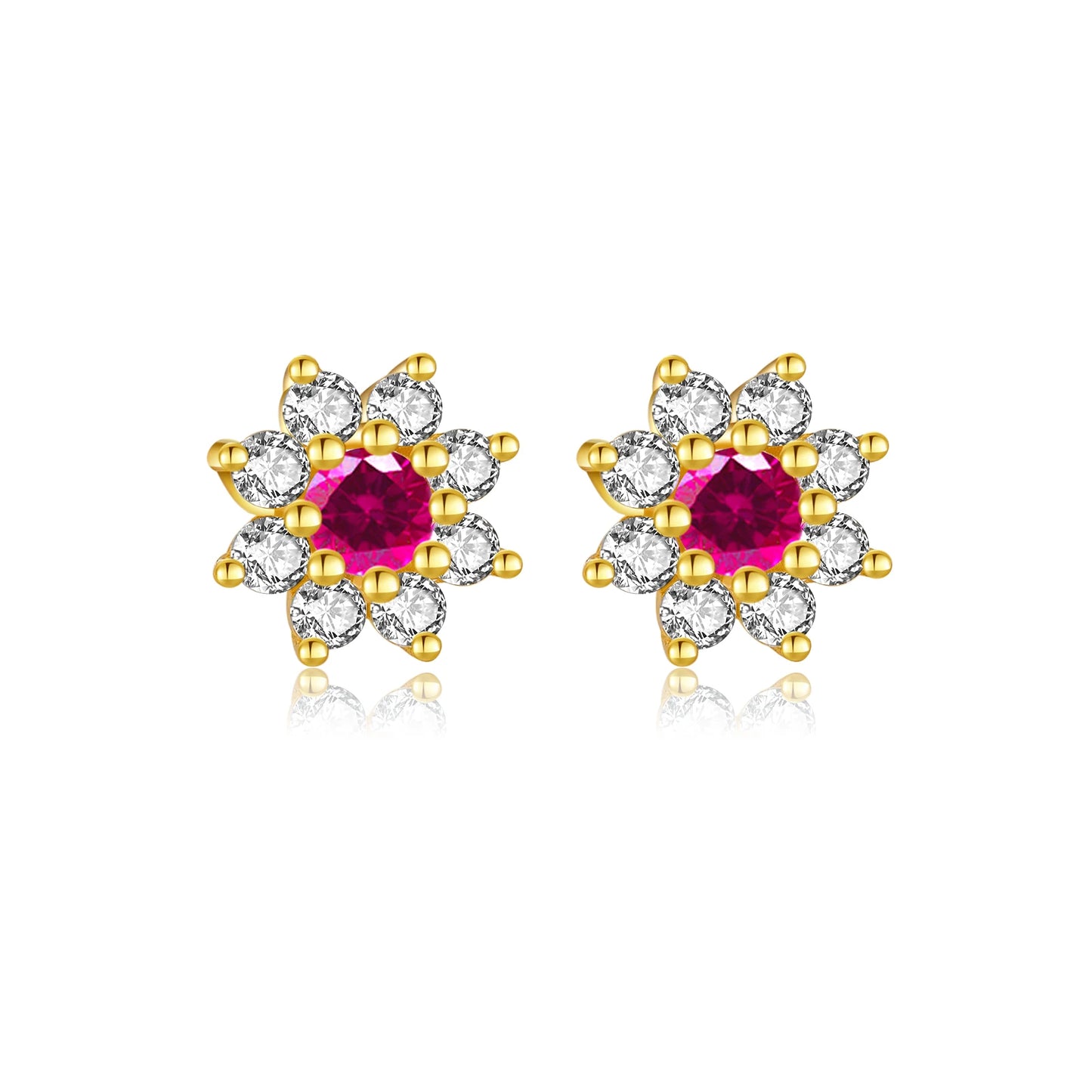 925 Sterling Silver Zircon Sunflower Stud Earrings