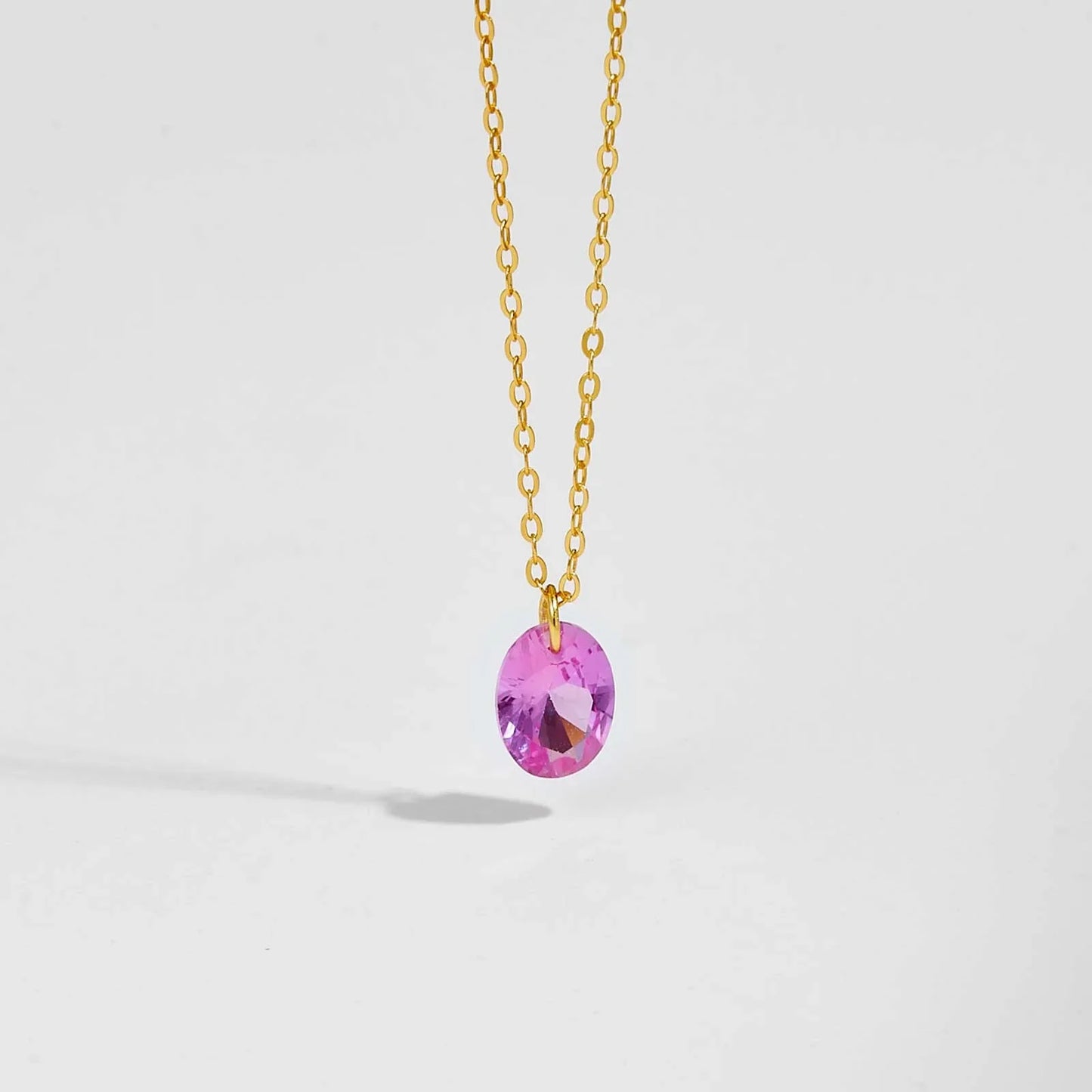 925 Sterling Silver Rose Pink Oval Pendant