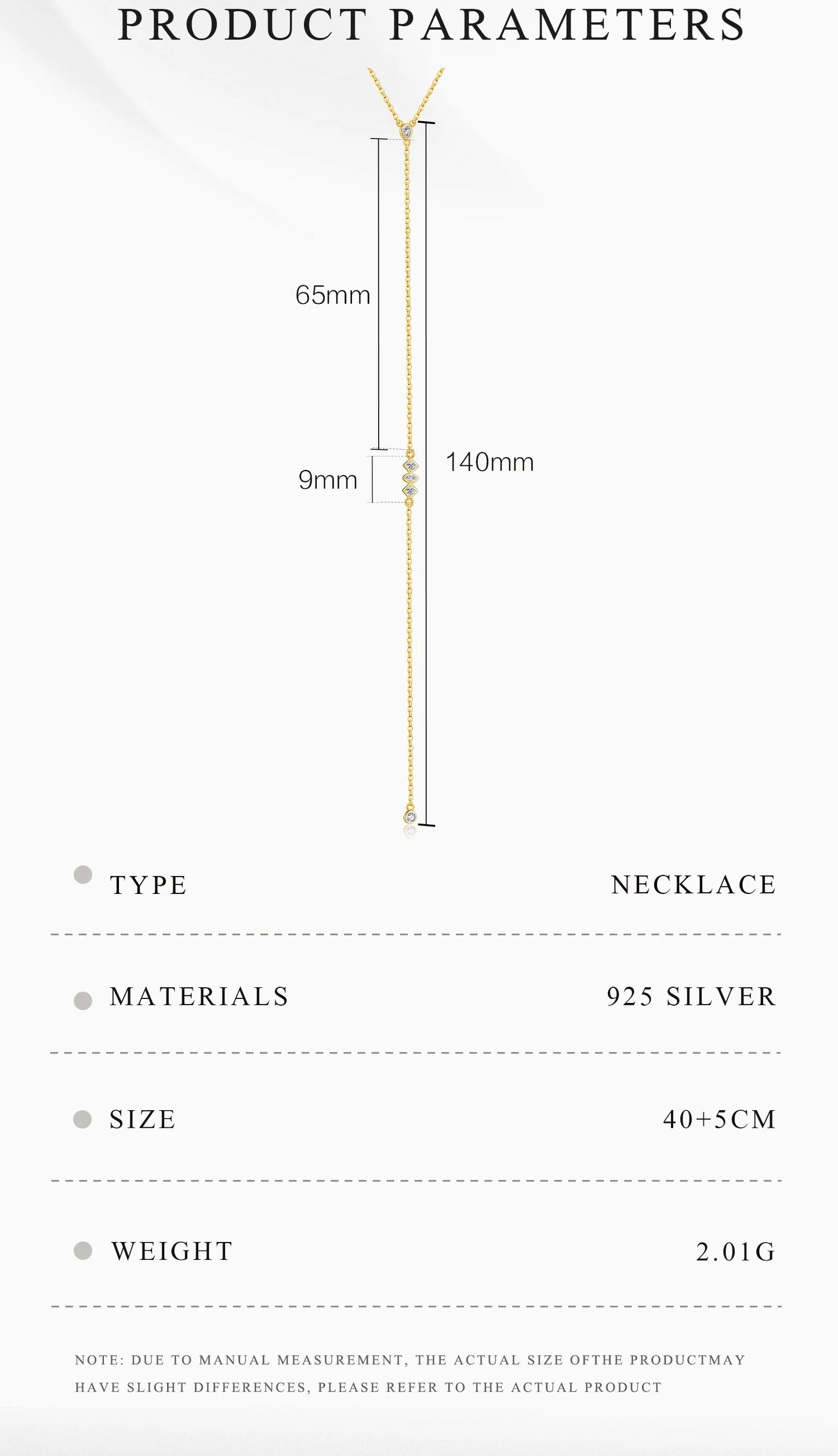 925 Sterling Silver PIRAMIDE Crystal Necklace