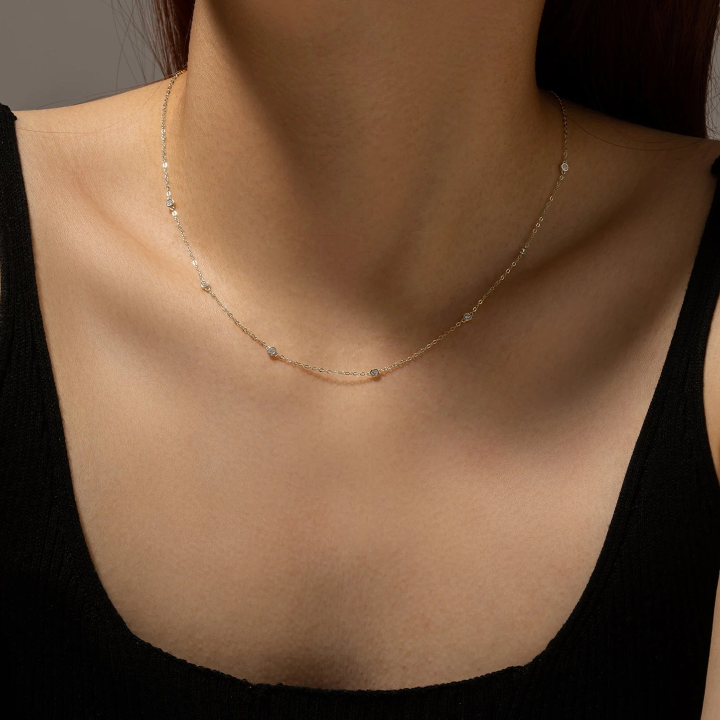 925 Sterling Silver Round Zircon Necklace