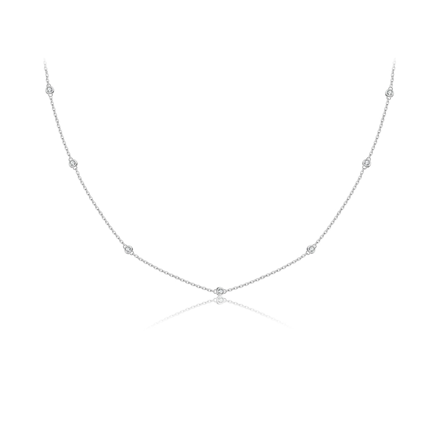925 Sterling Silver Round Zircon Necklace