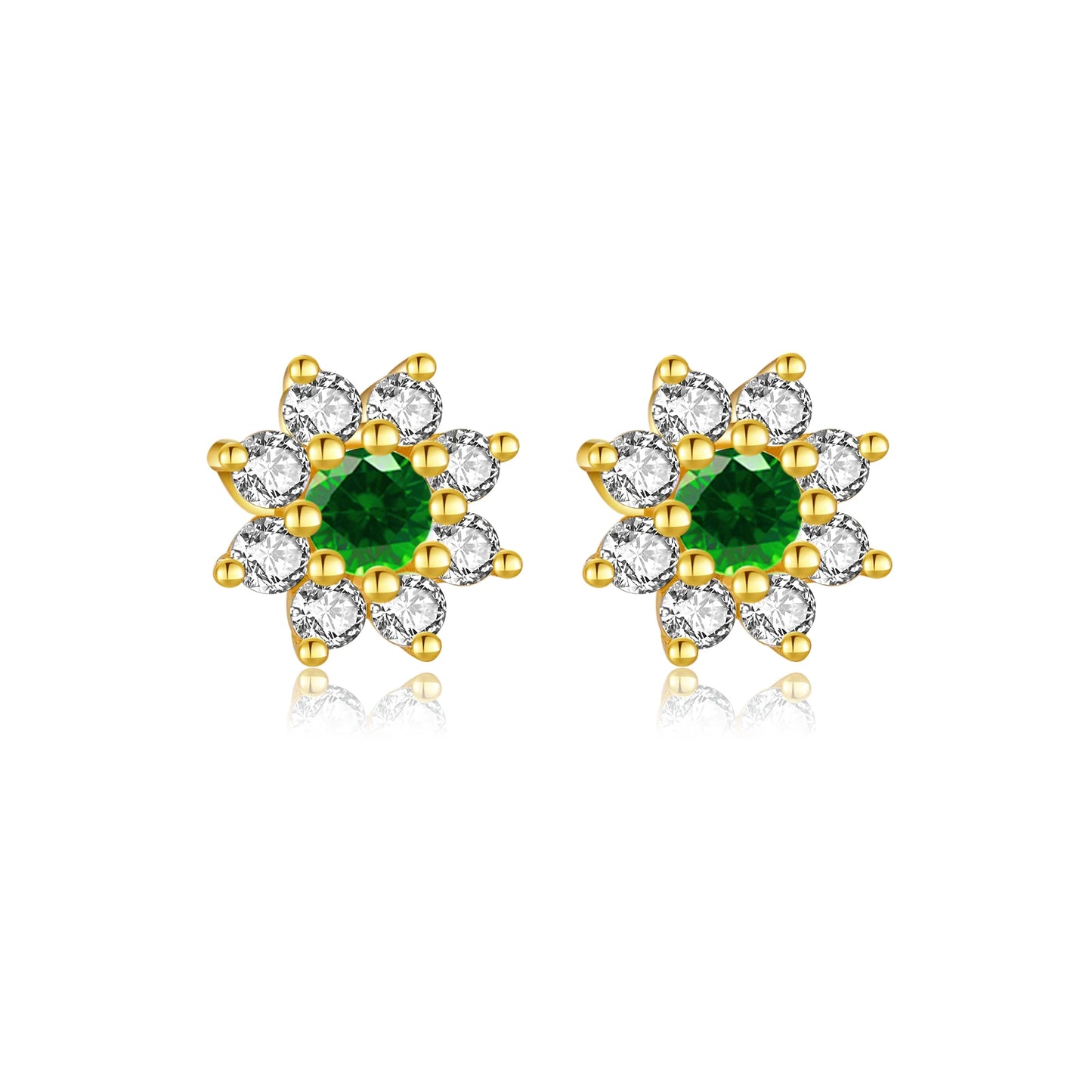 925 Sterling Silver Zircon Sunflower Stud Earrings