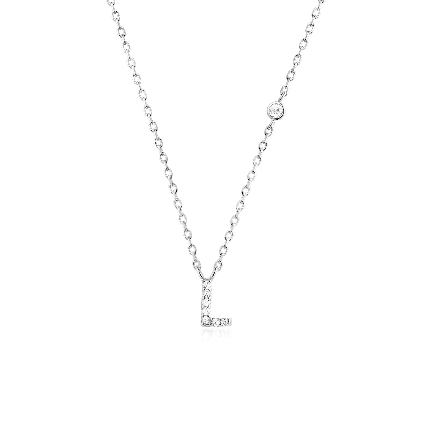 925 Sterling Silver Letters A- Z Zircon Pendant