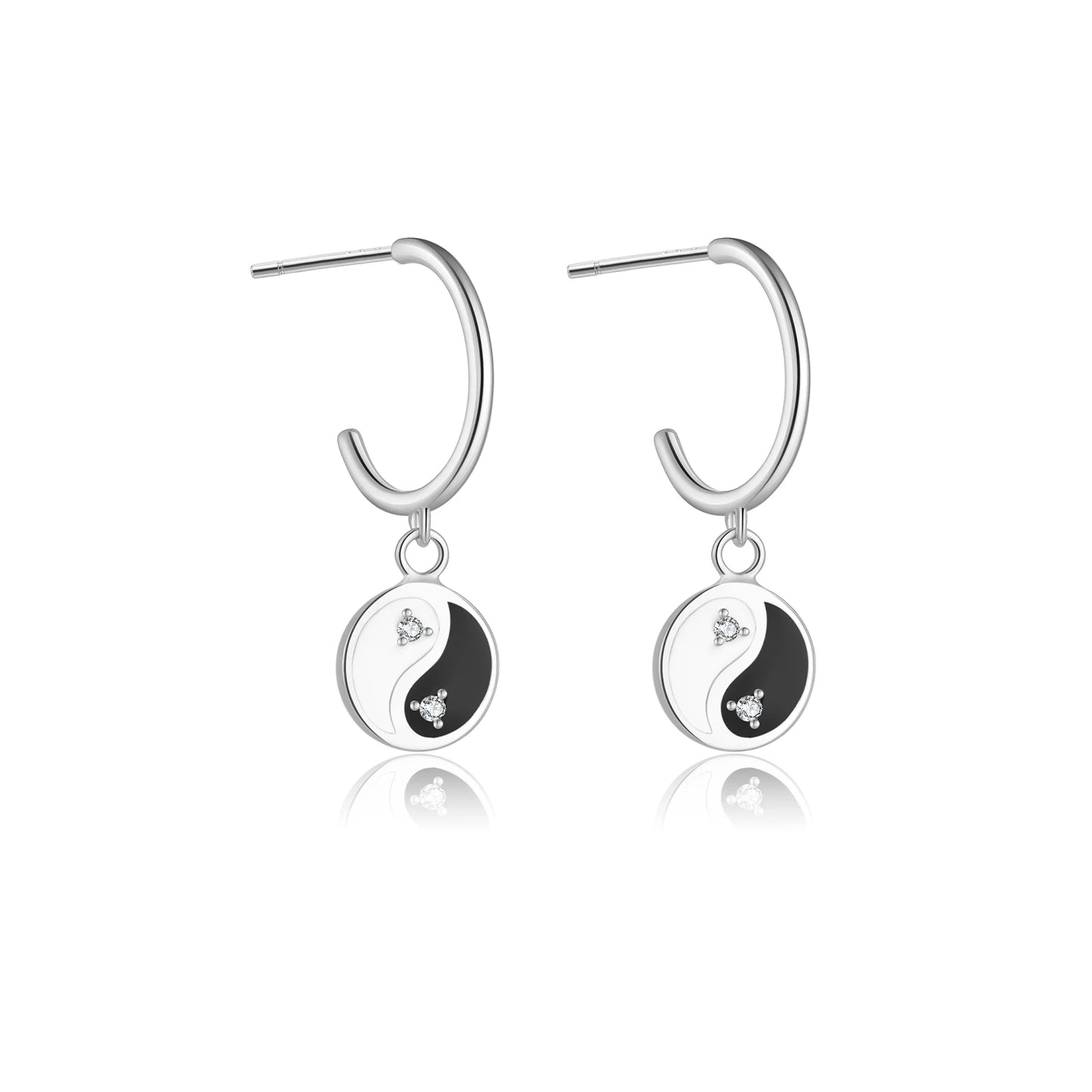 925 Sterling Silver Night Day Earrings