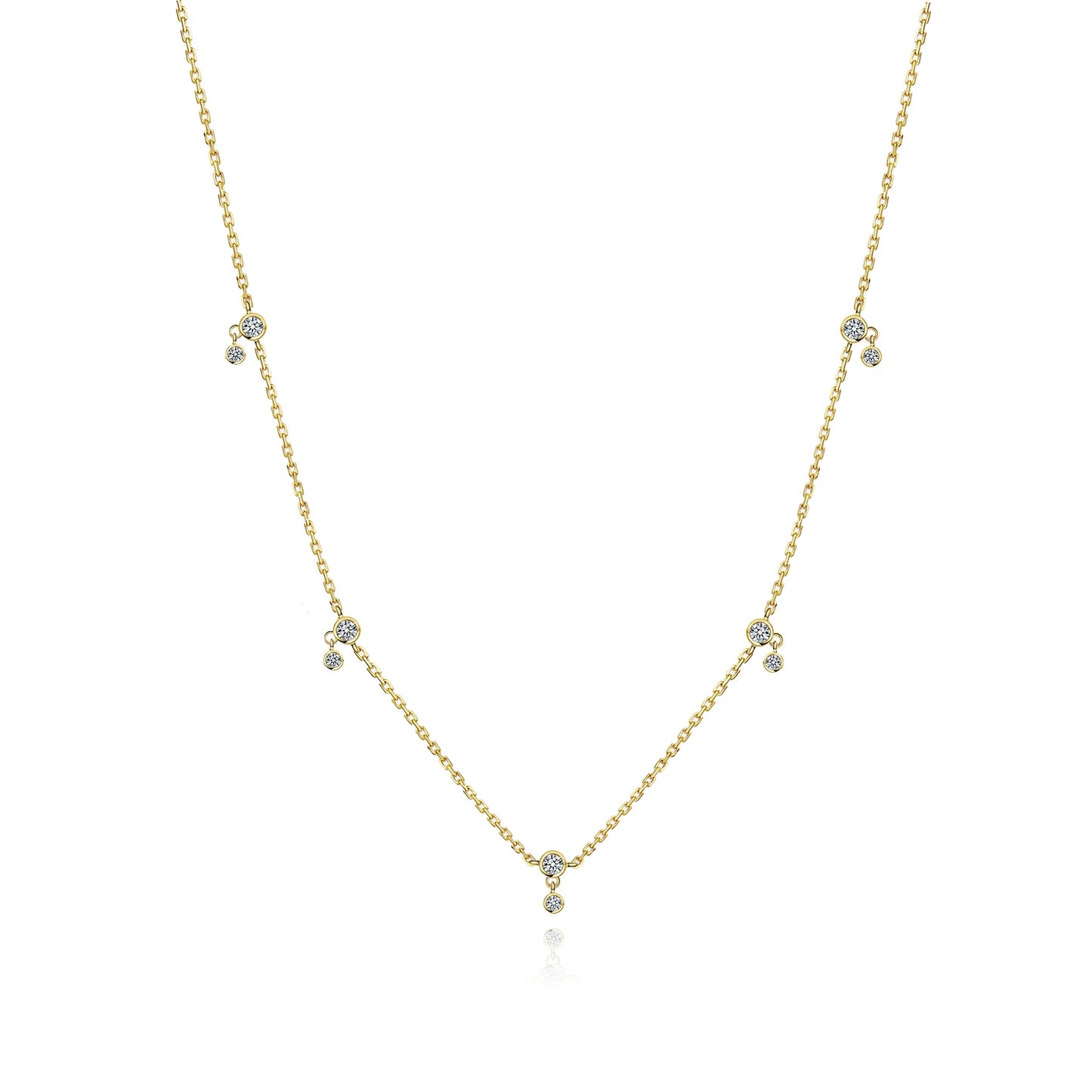 925 Sterling Silver Round Zircon Necklace