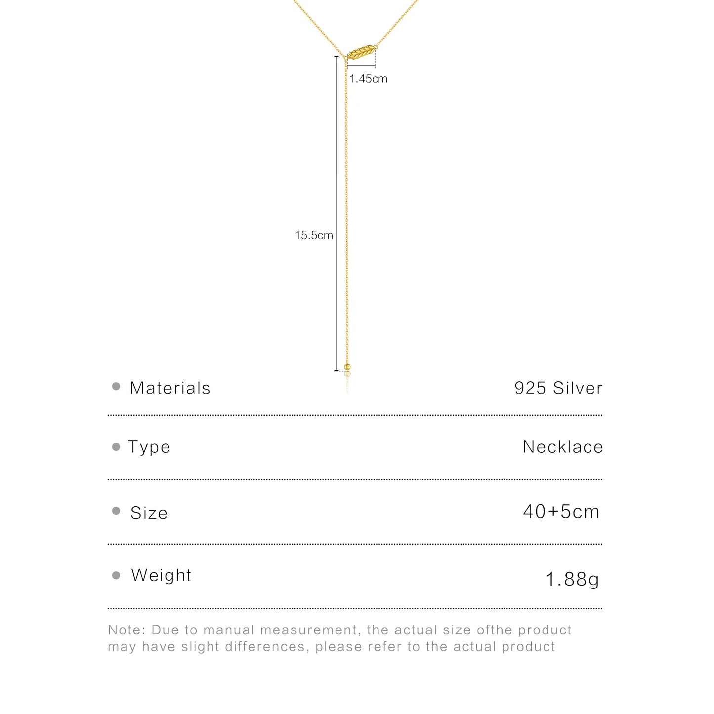 925 Sterling Silver Wheat Leaf Pendant