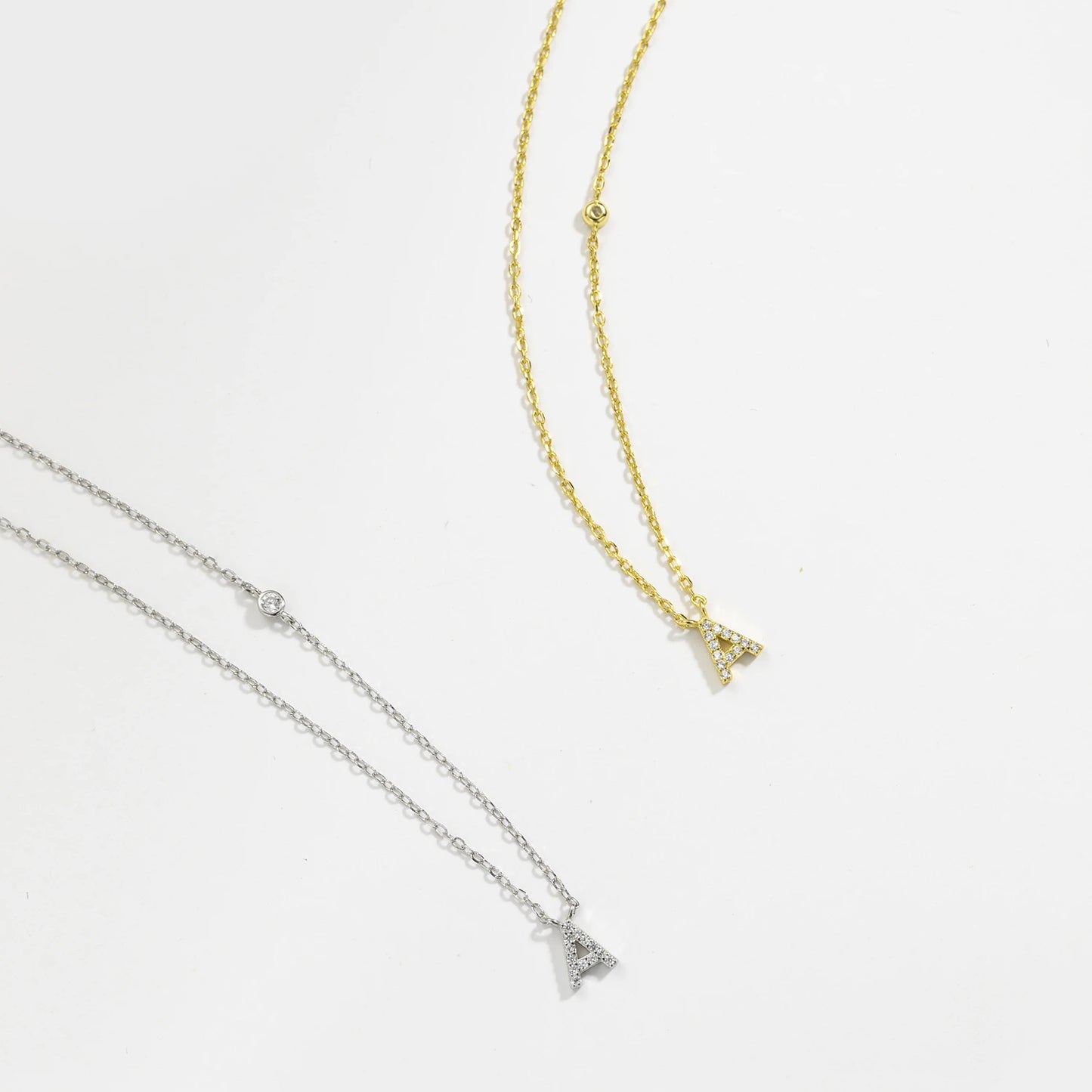 925 Sterling Silver Letters A- Z Zircon Pendant