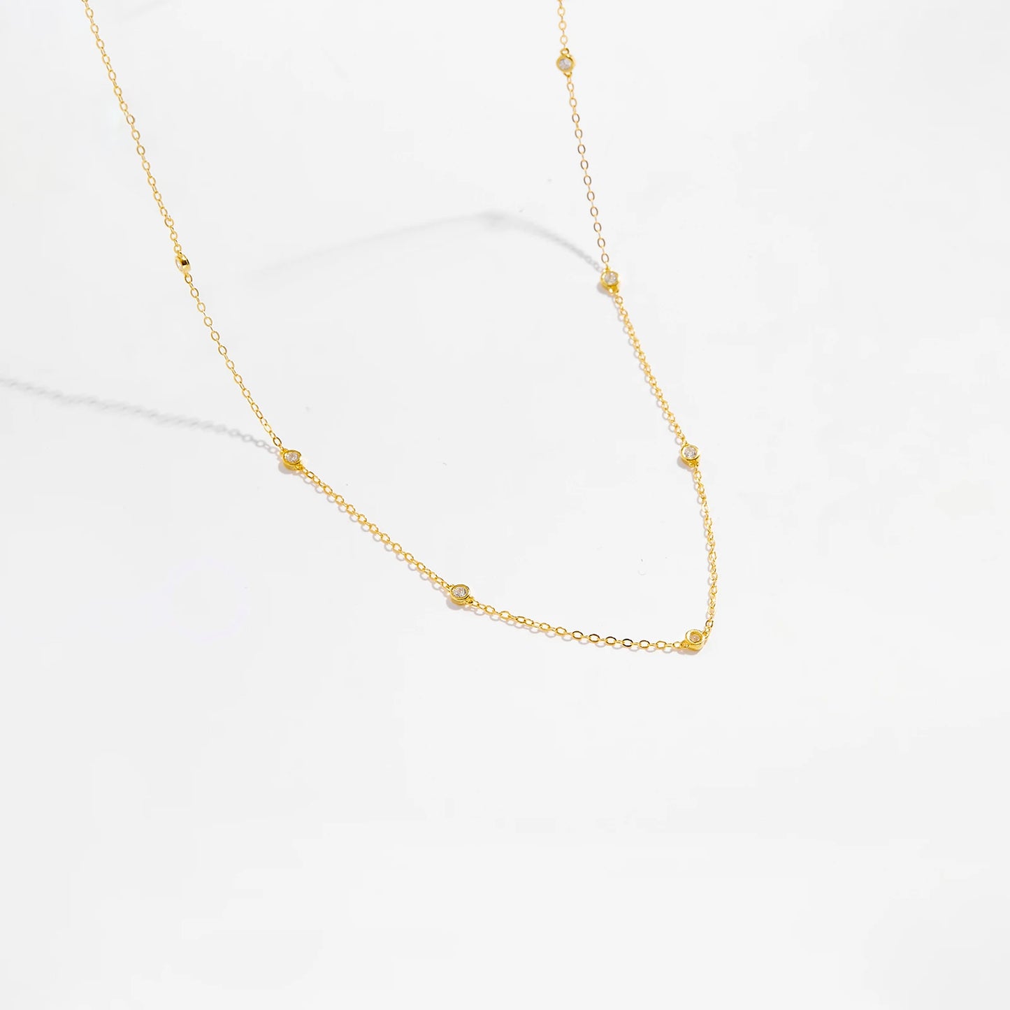 925 Sterling Silver Round Zircon Necklace