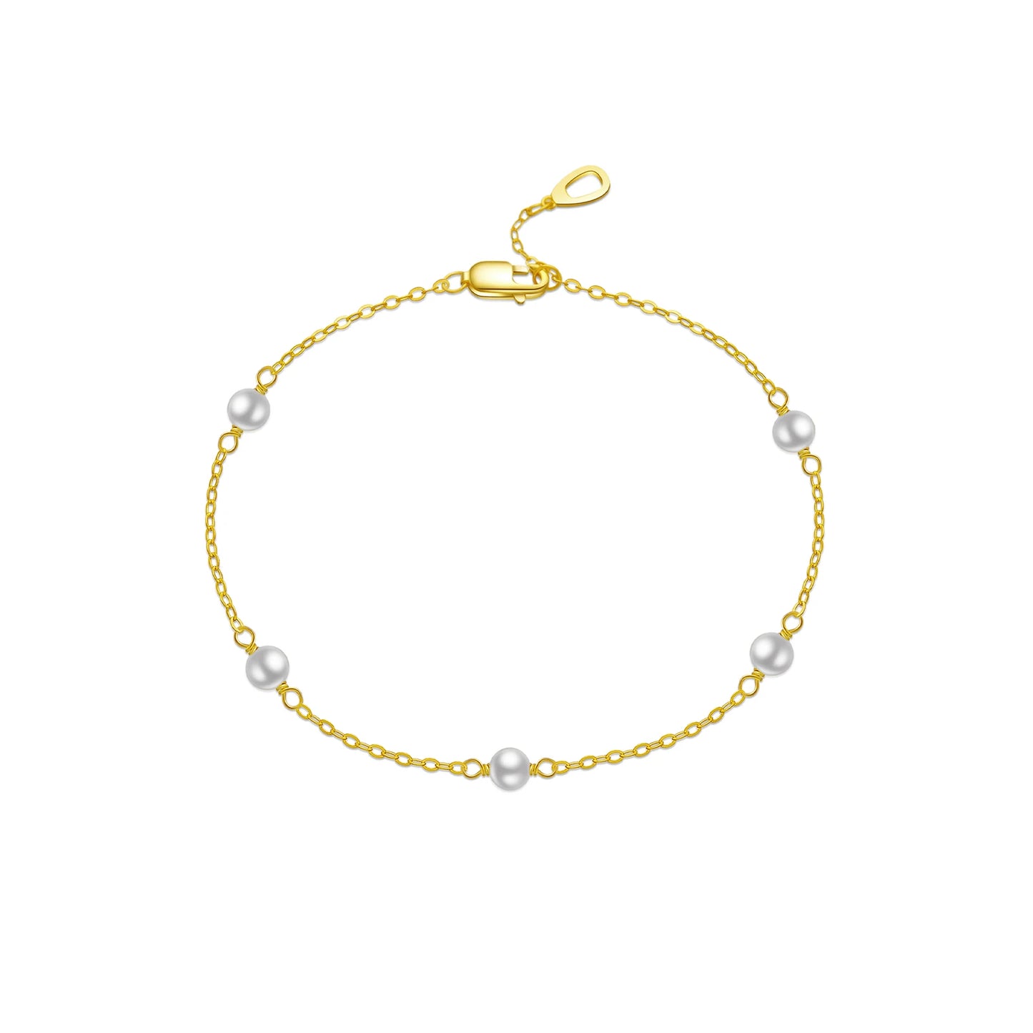 925 Sterling Silver Pearl Chain Bracelet