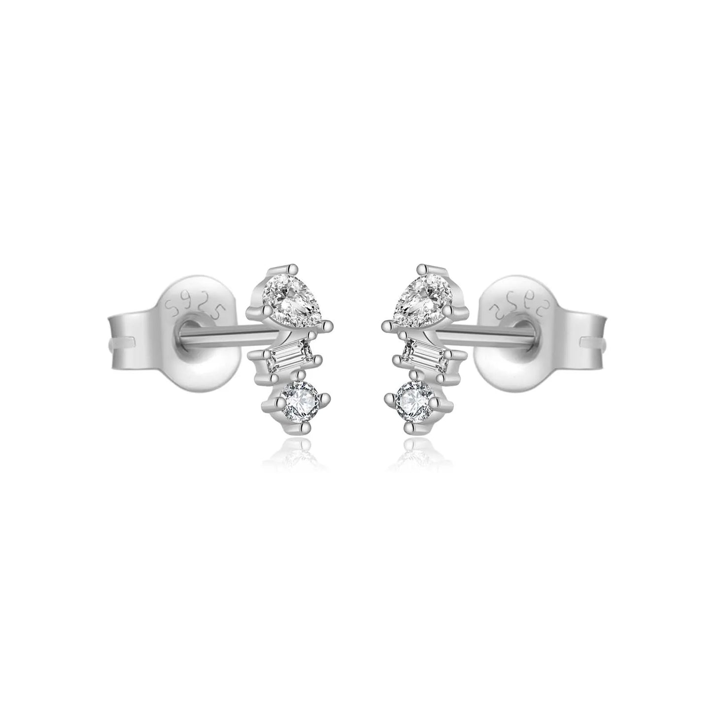 925 Sterling Silver Crystal Stud Earrings