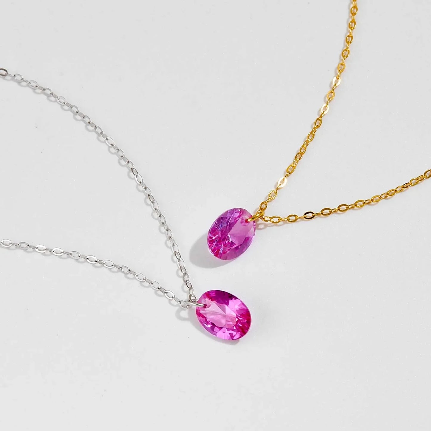 925 Sterling Silver Rose Pink Oval Pendant