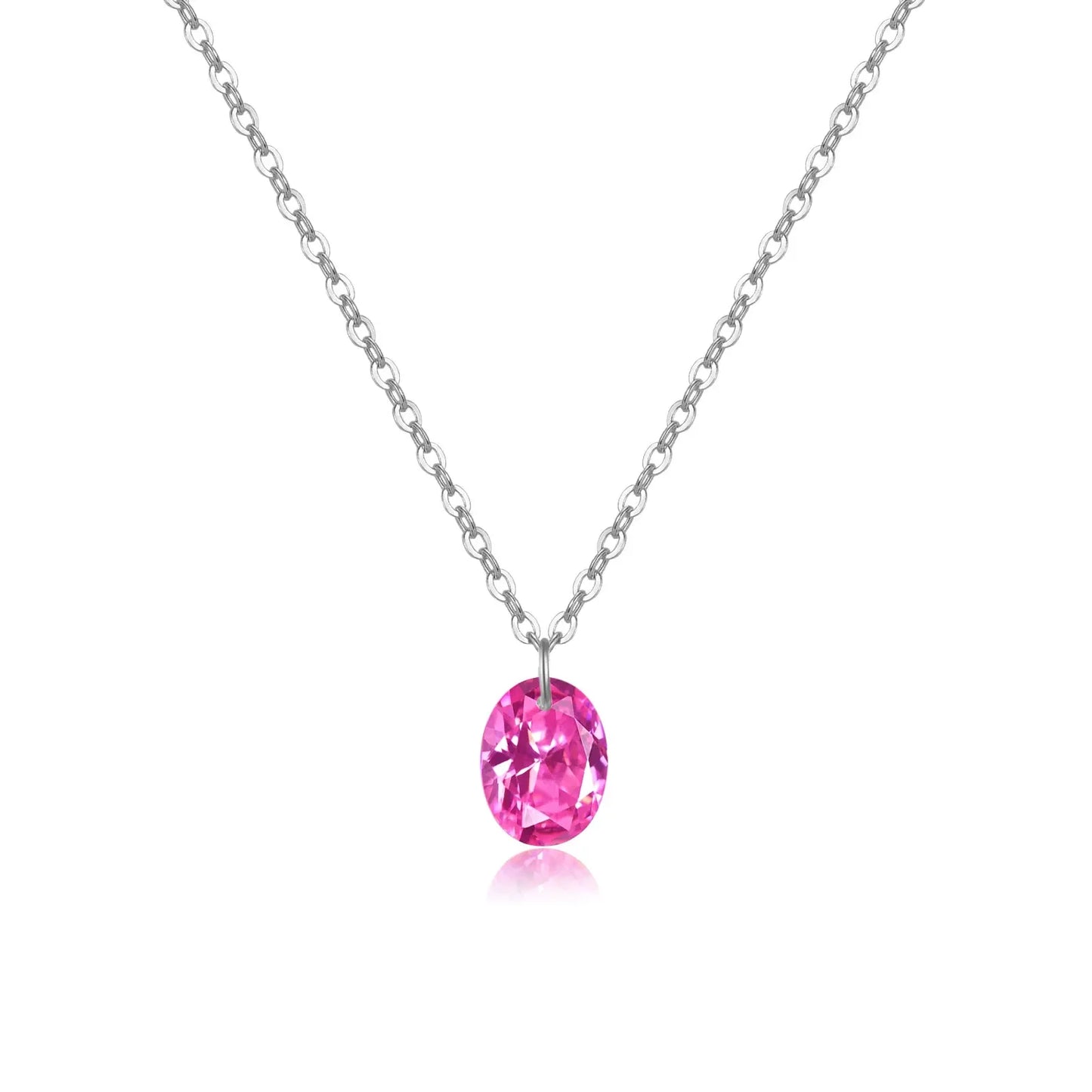 925 Sterling Silver Rose Pink Oval Pendant