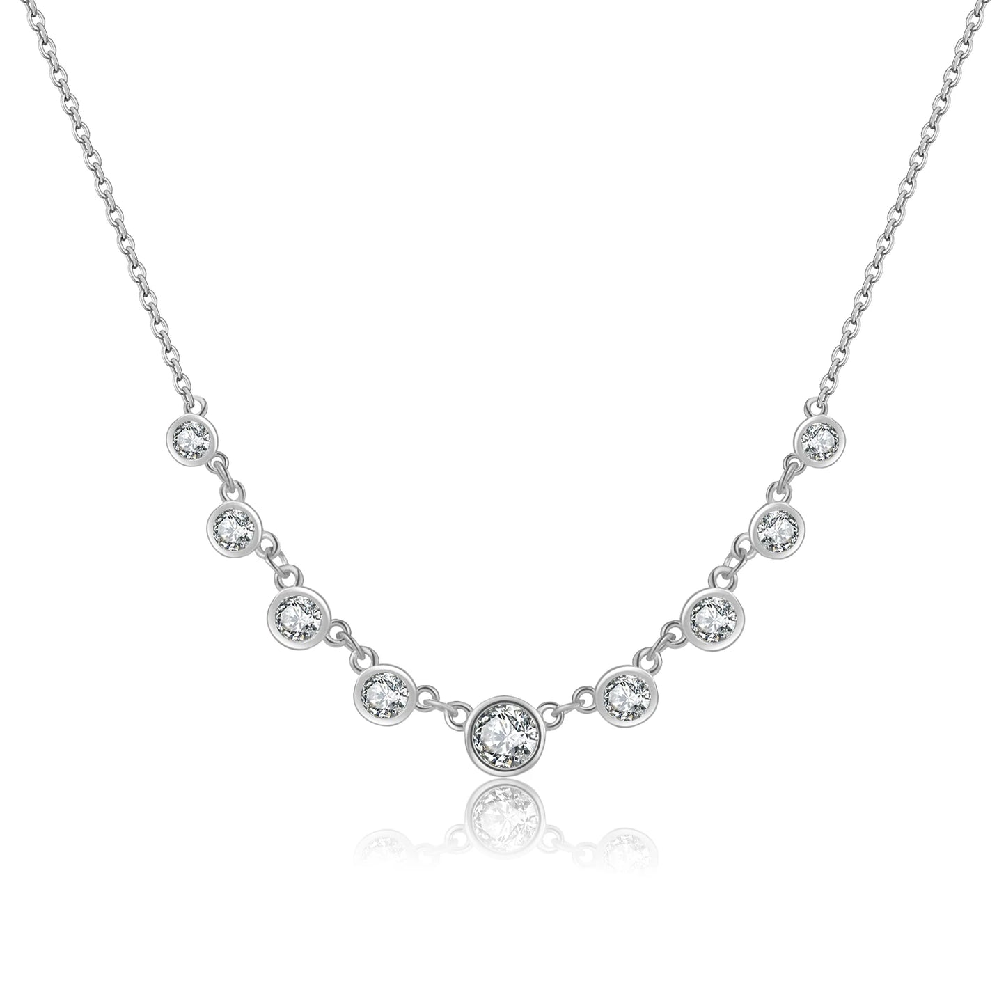 925 Sterling Silver Zircon Bead Necklace