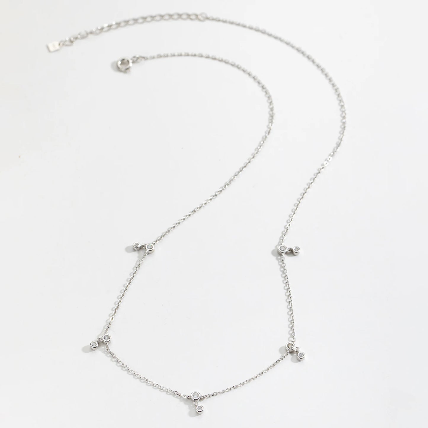925 Sterling Silver Round Zircon Necklace