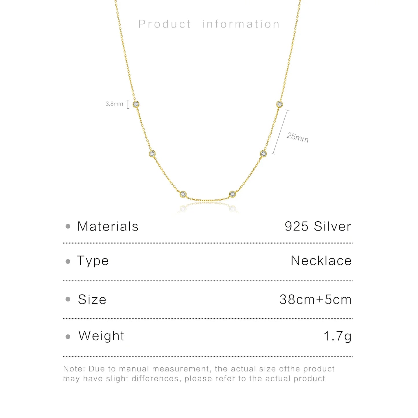 925 Sterling Silver Zircon Necklace