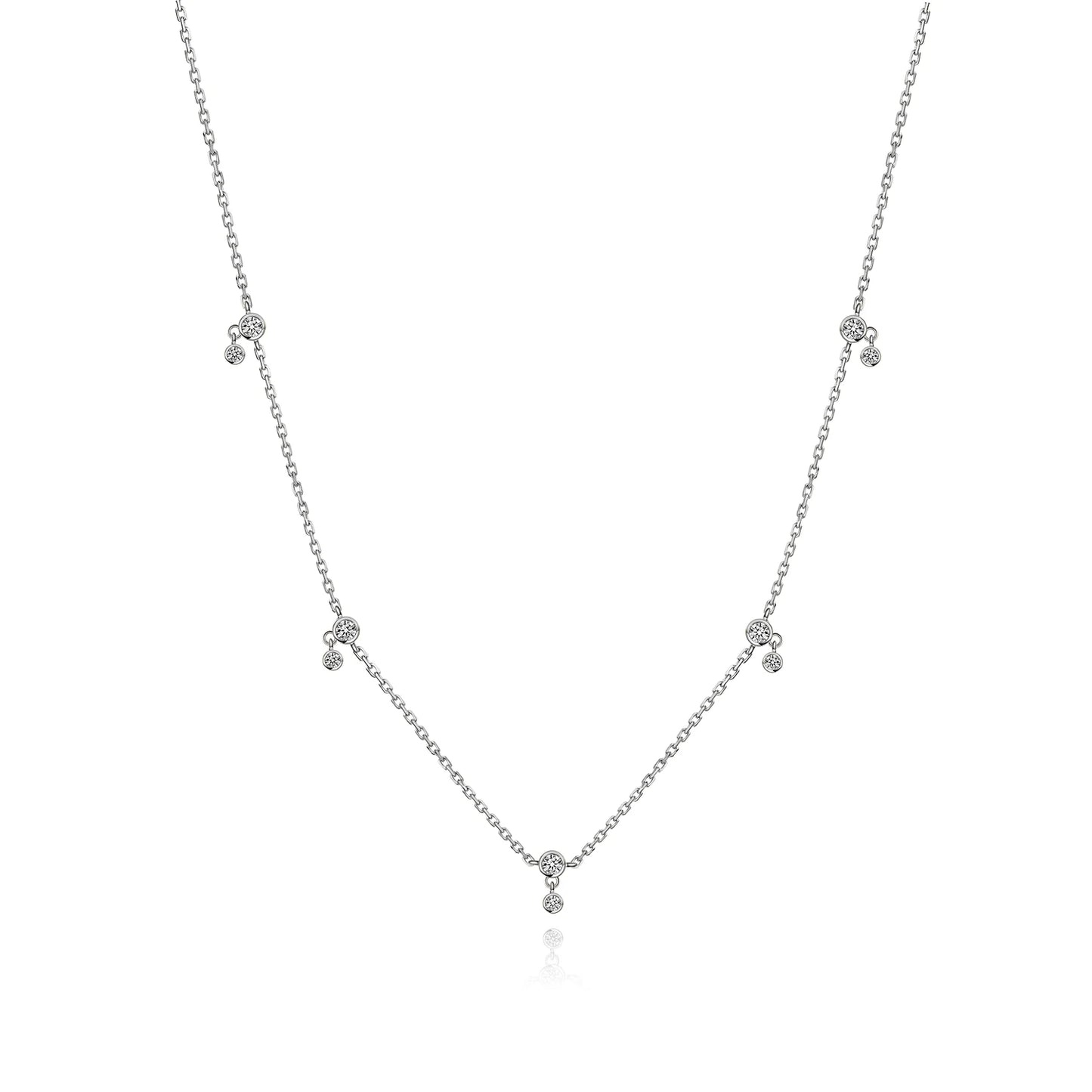 925 Sterling Silver Round Zircon Necklace