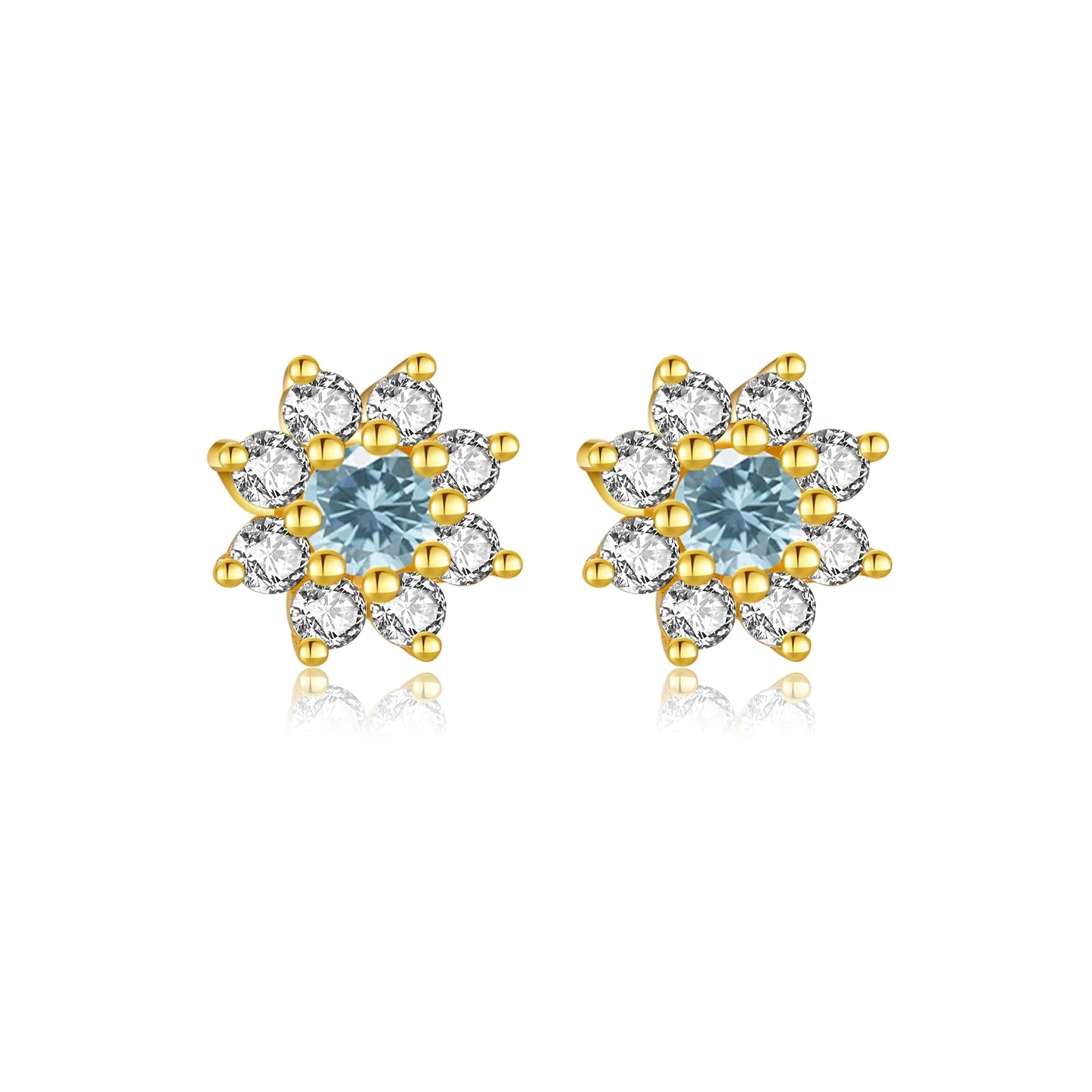 925 Sterling Silver Zircon Sunflower Stud Earrings