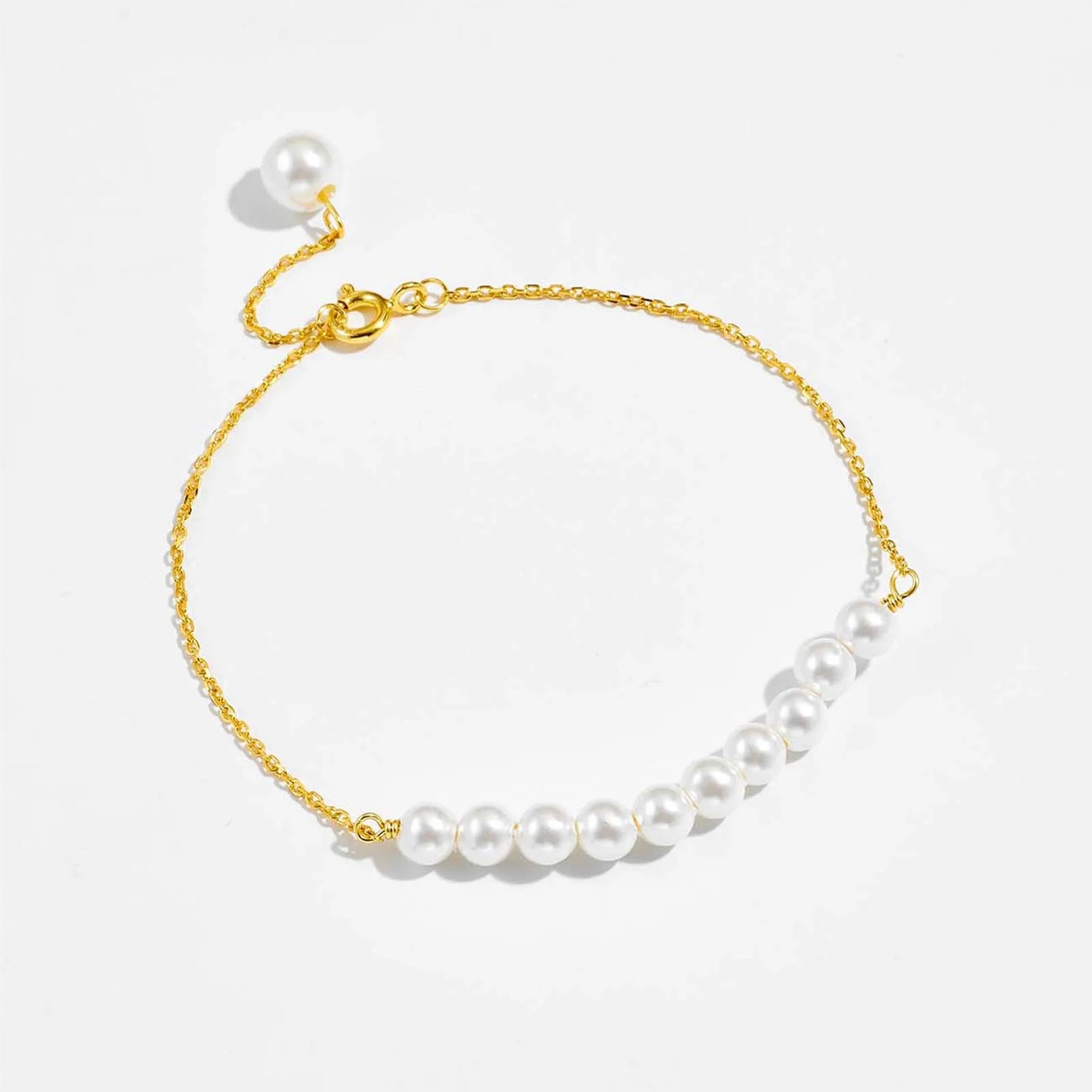 925 Sterling Silver Pearl Chain Bracelet