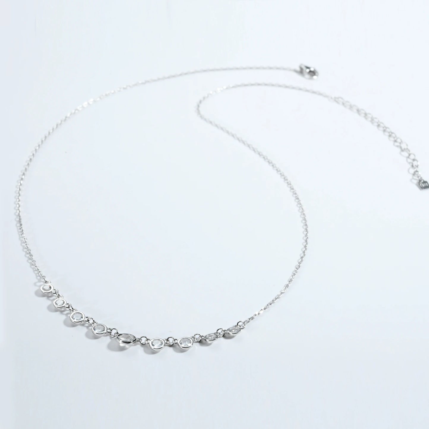 925 Sterling Silver Zircon Bead Necklace