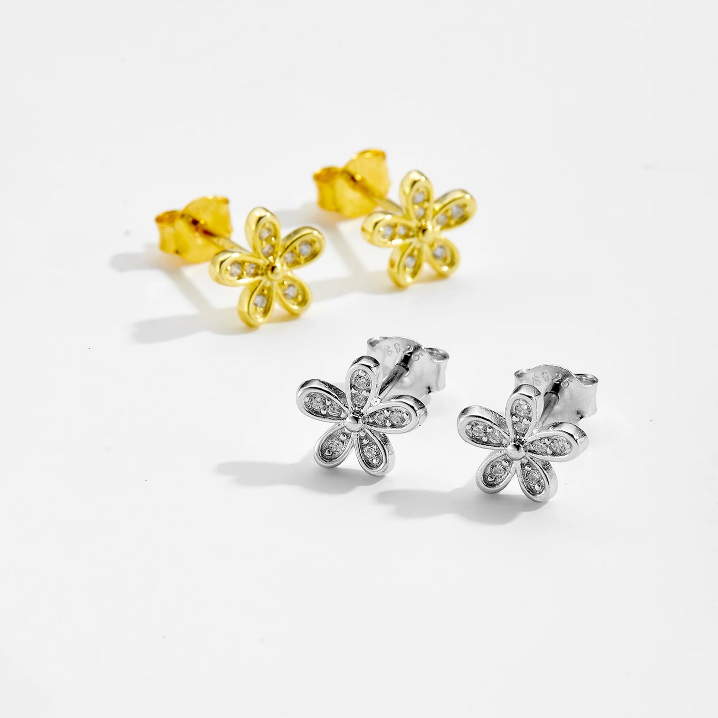 925 Sterling Silver Flower Stud Earrings