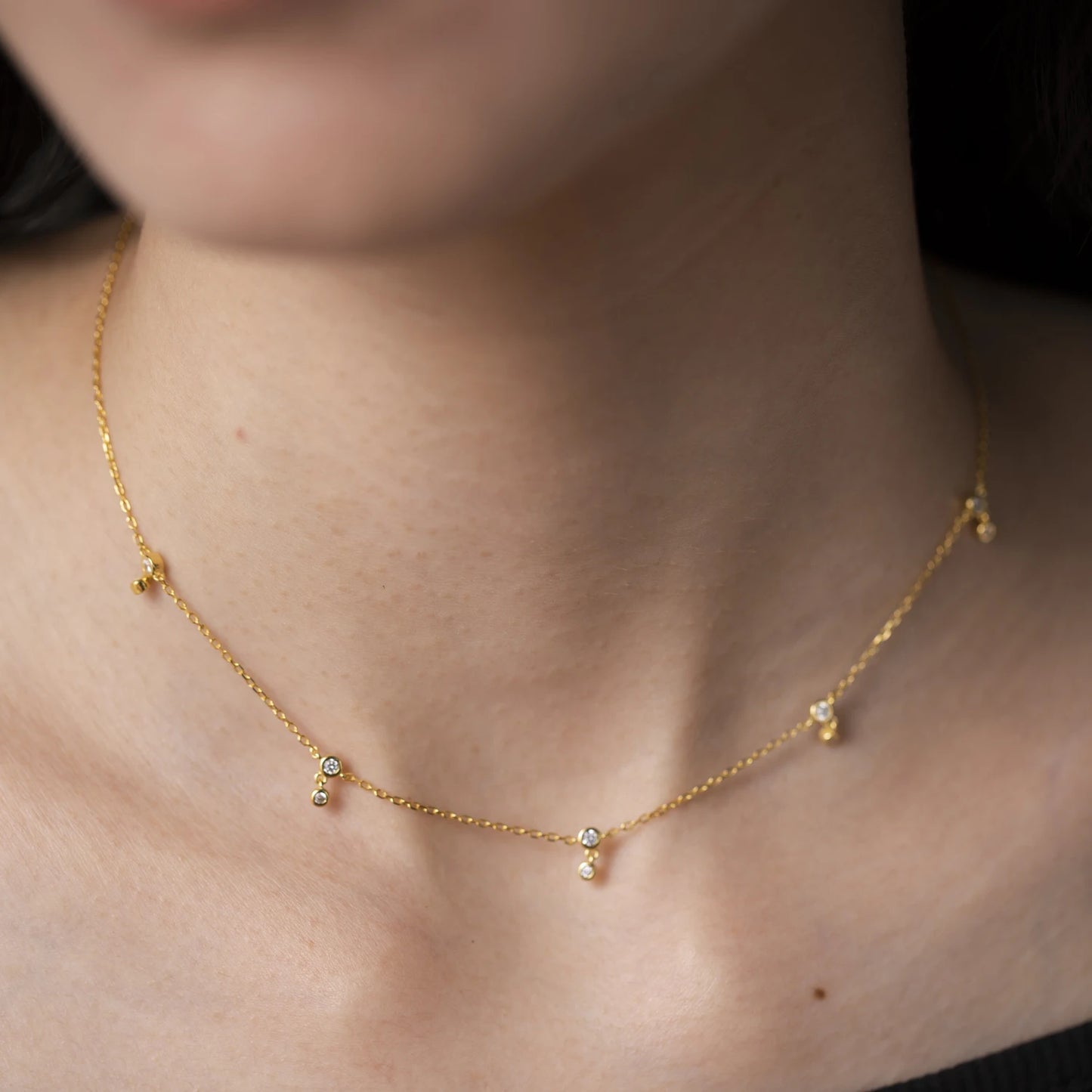 925 Sterling Silver Round Zircon Necklace