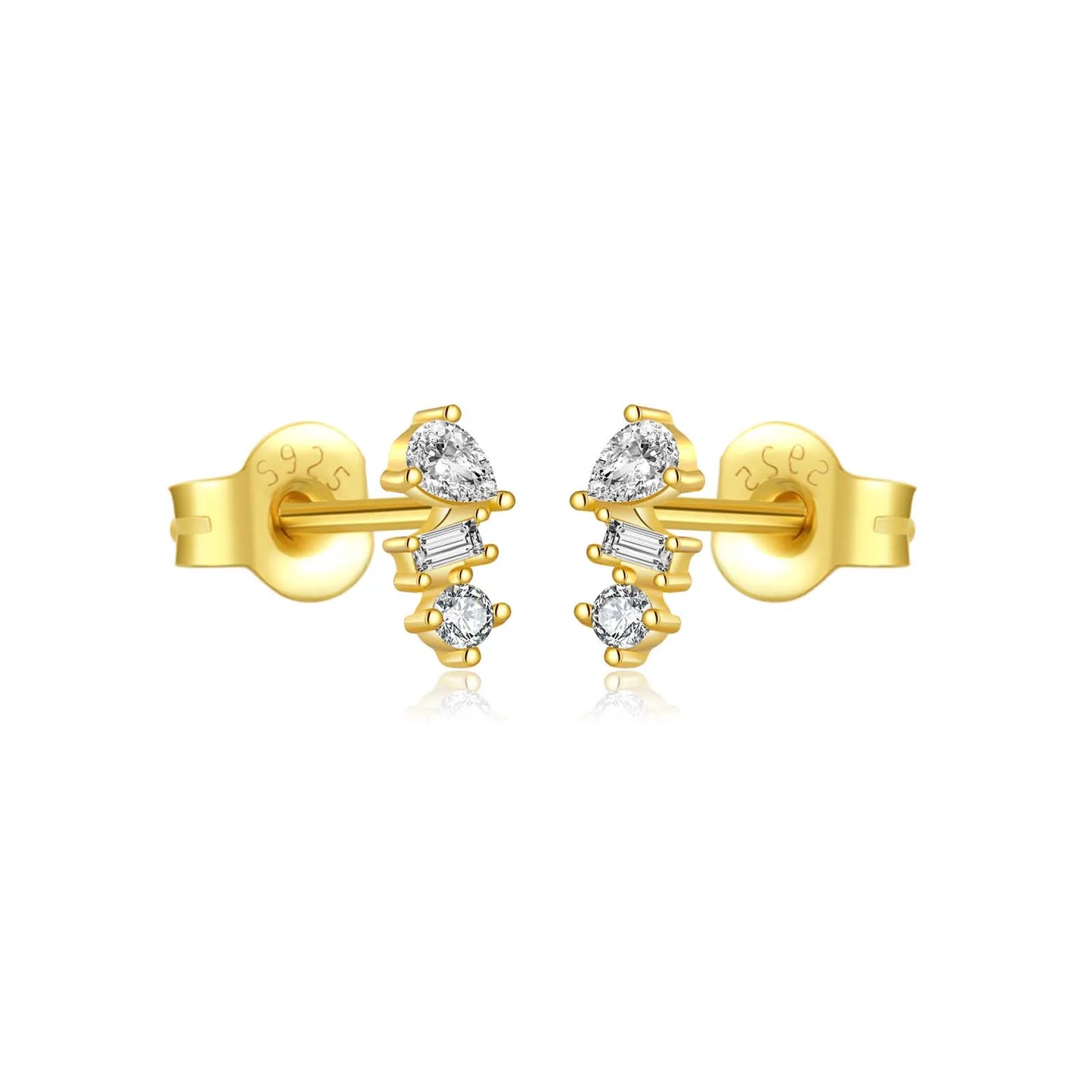 925 Sterling Silver Crystal Stud Earrings