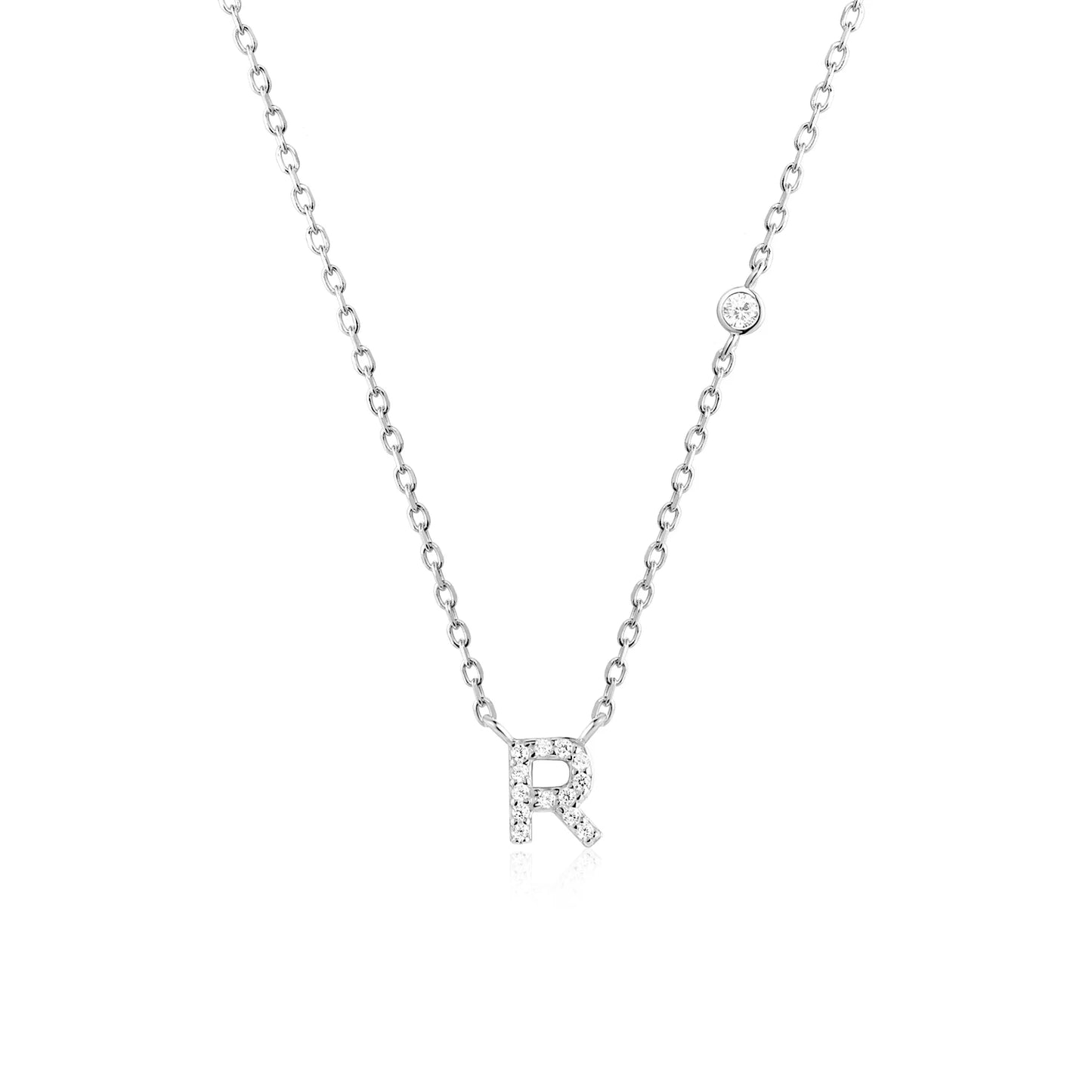 925 Sterling Silver Letters A- Z Zircon Pendant