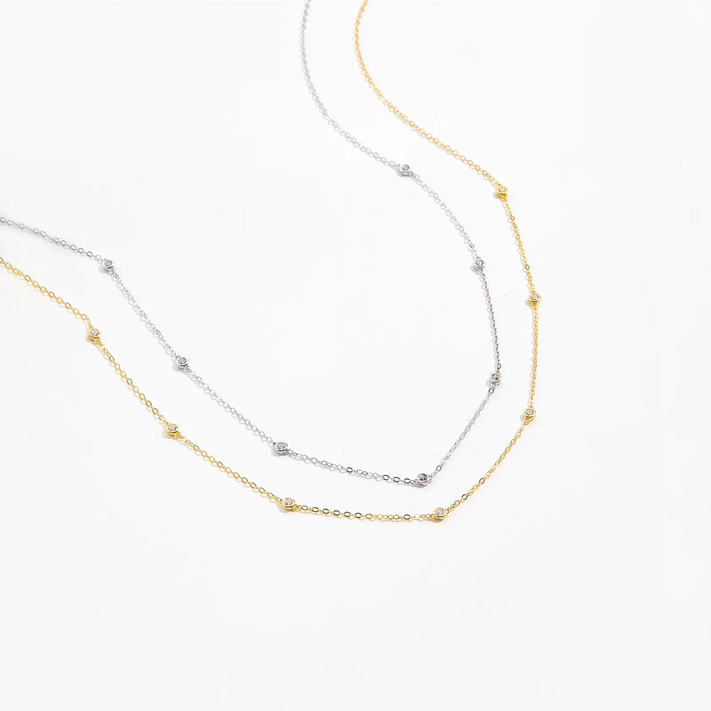 925 Sterling Silver Round Zircon Necklace
