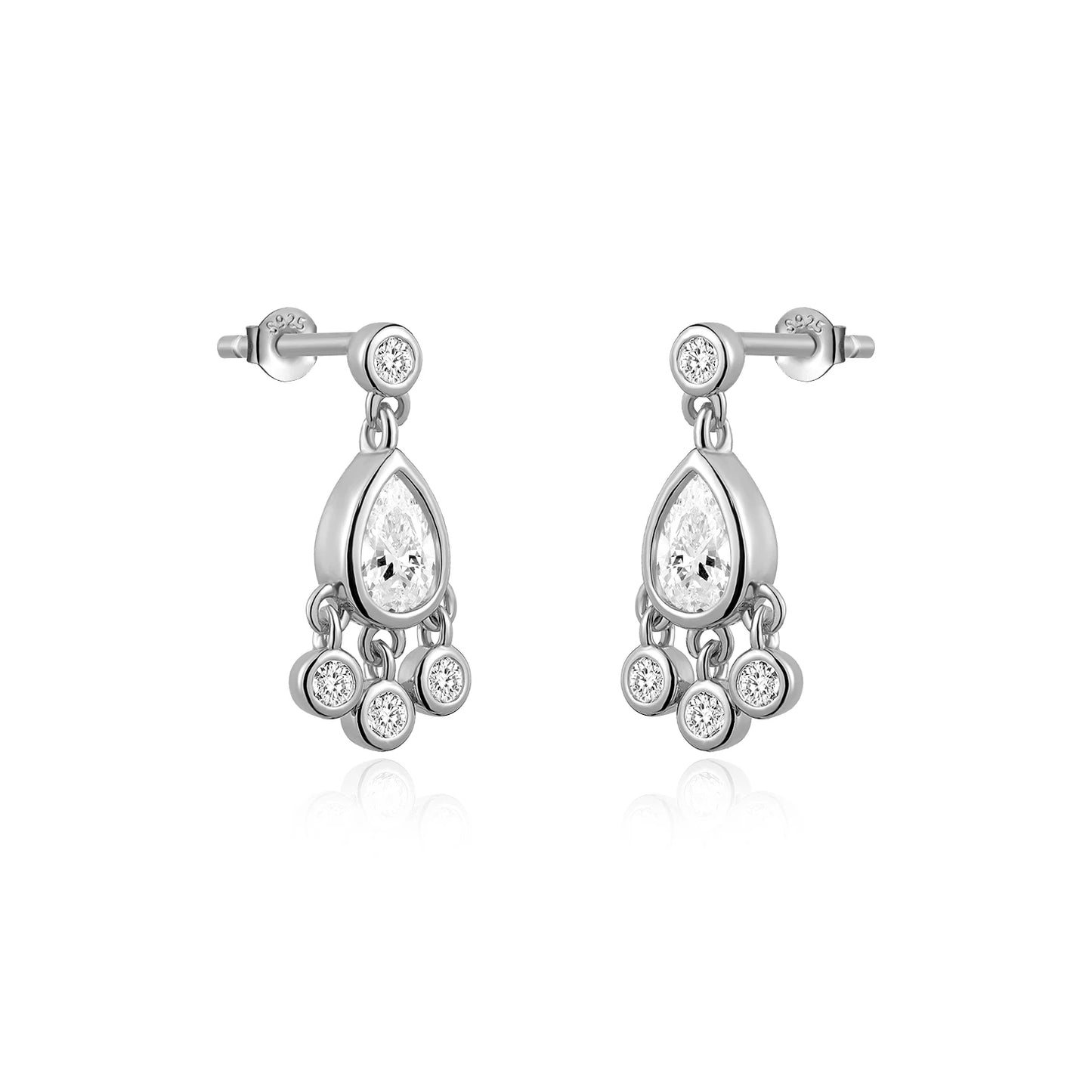 925 Sterling Silver Oval Pear Stud Earrings