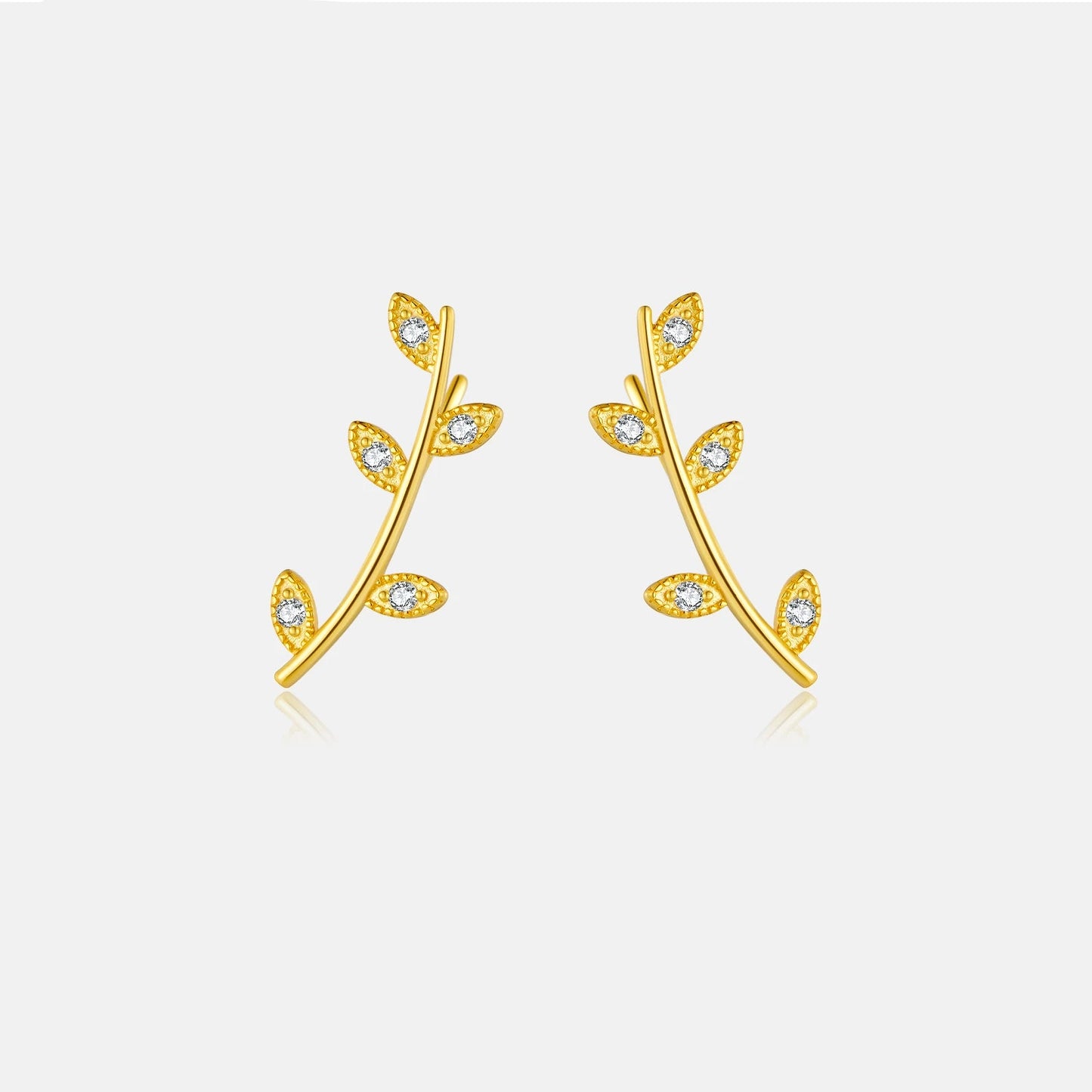 925 Sterling Silver Zircon Leaves Earrings