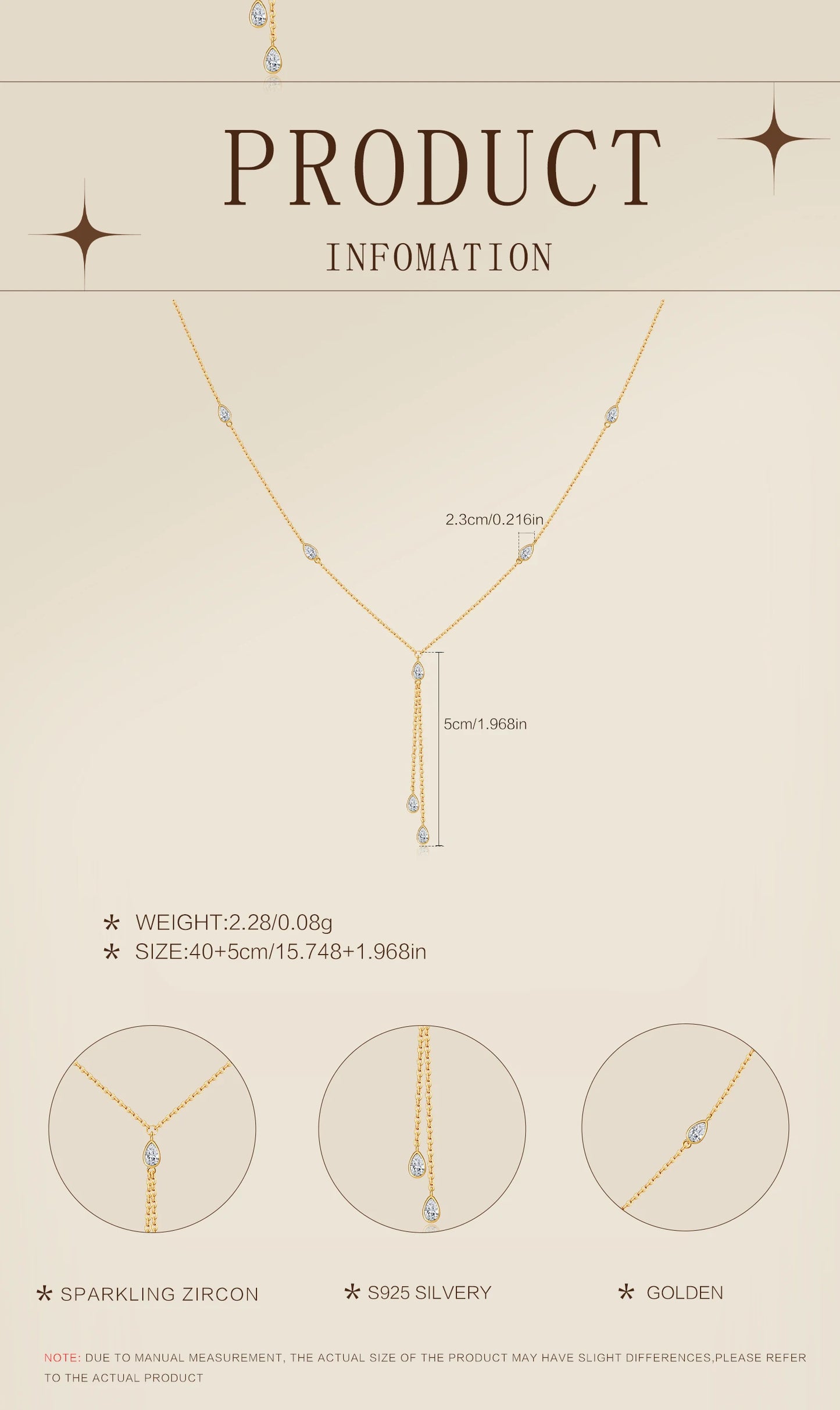 925 Sterling Silver Zircon Necklace