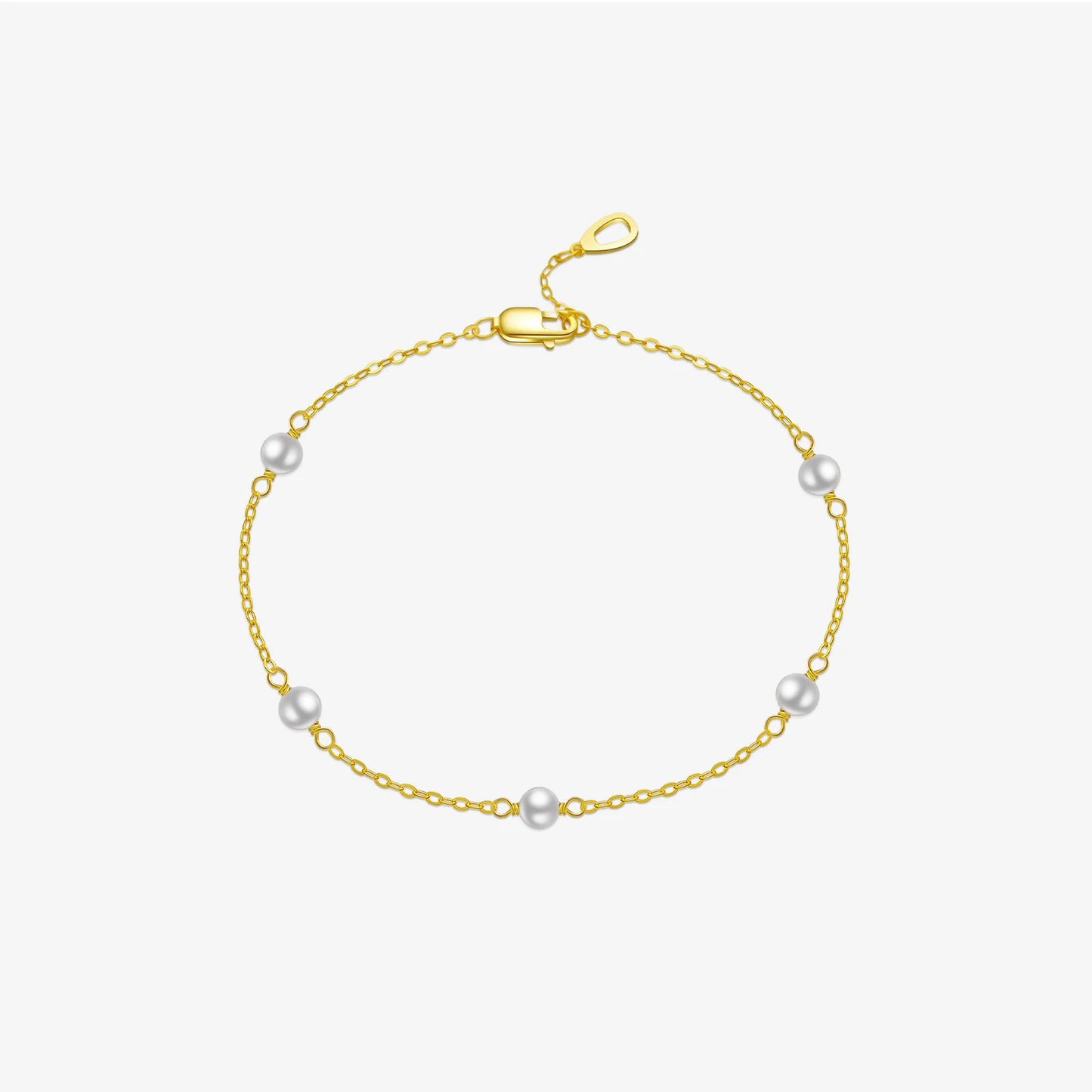 925 Sterling Silver Pearl Chain Bracelet