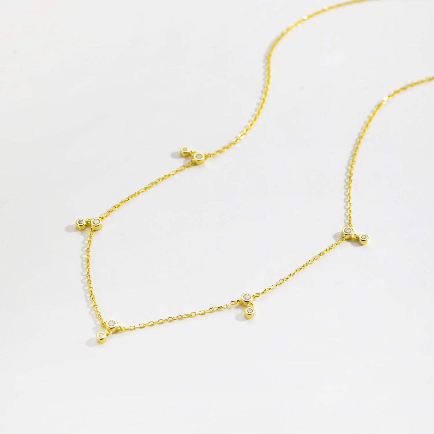 925 Sterling Silver Round Zircon Necklace