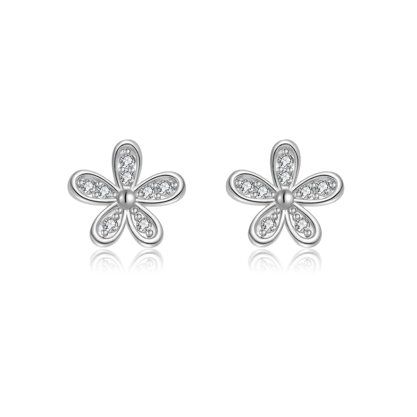 925 Sterling Silver Flower Stud Earrings