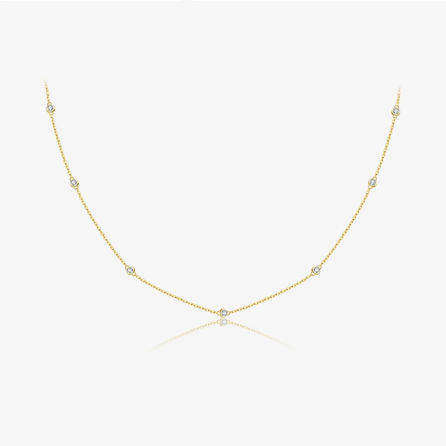 925 Sterling Silver Round Zircon Necklace