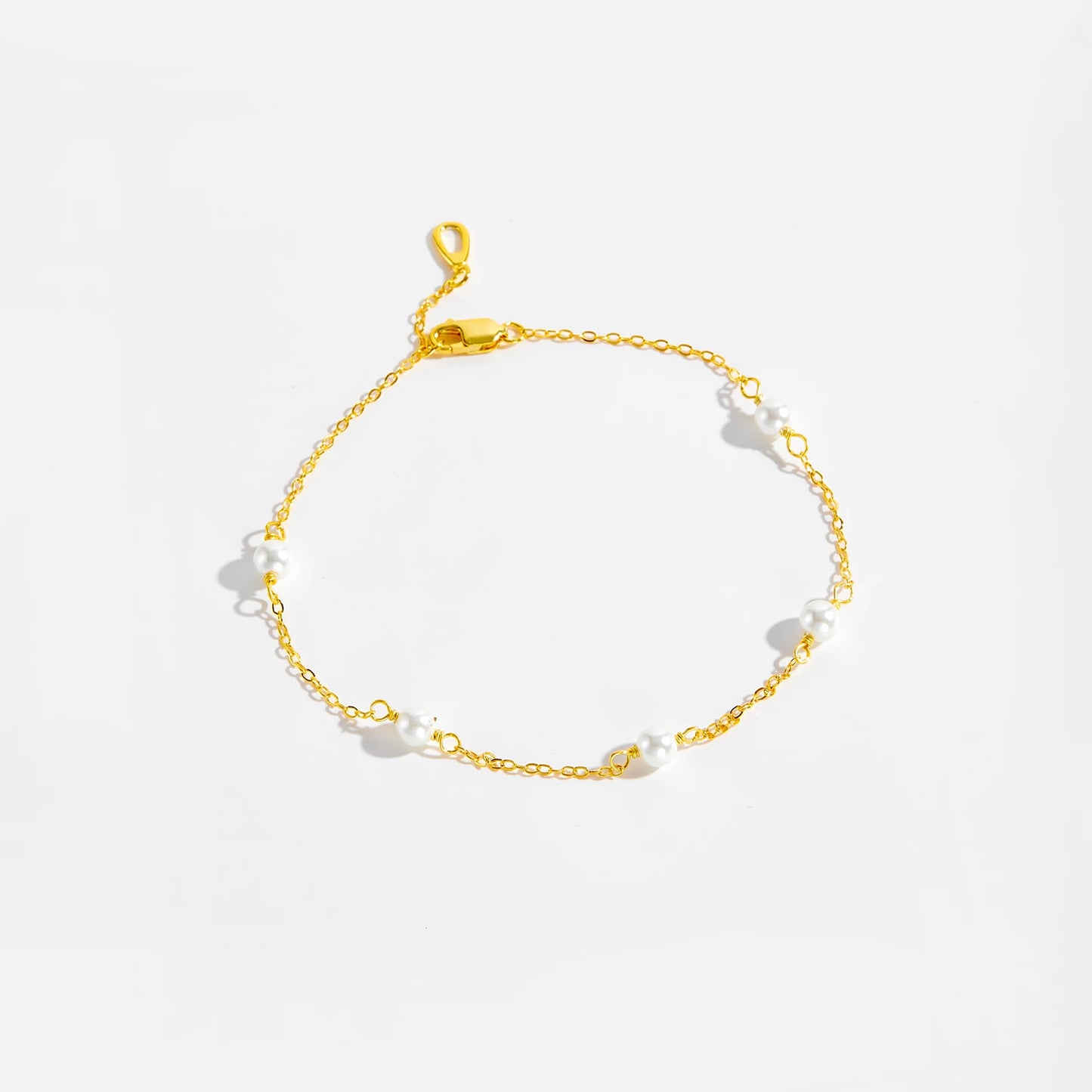 925 Sterling Silver Pearl Chain Bracelet